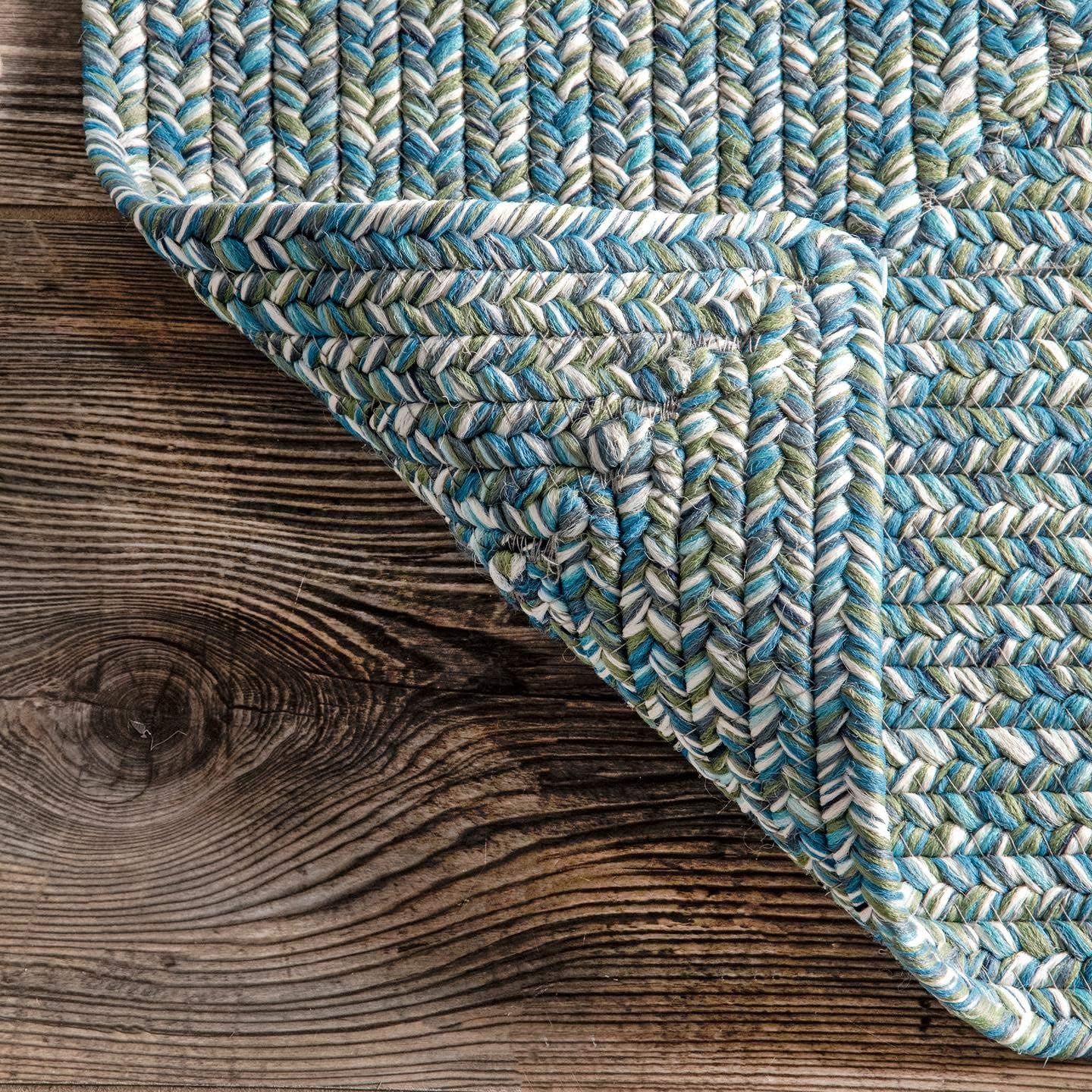 nuLOOM Wynn – Alfombra de área trenzada para interiores y exteriores, 4pies x 6pies, aguamarina