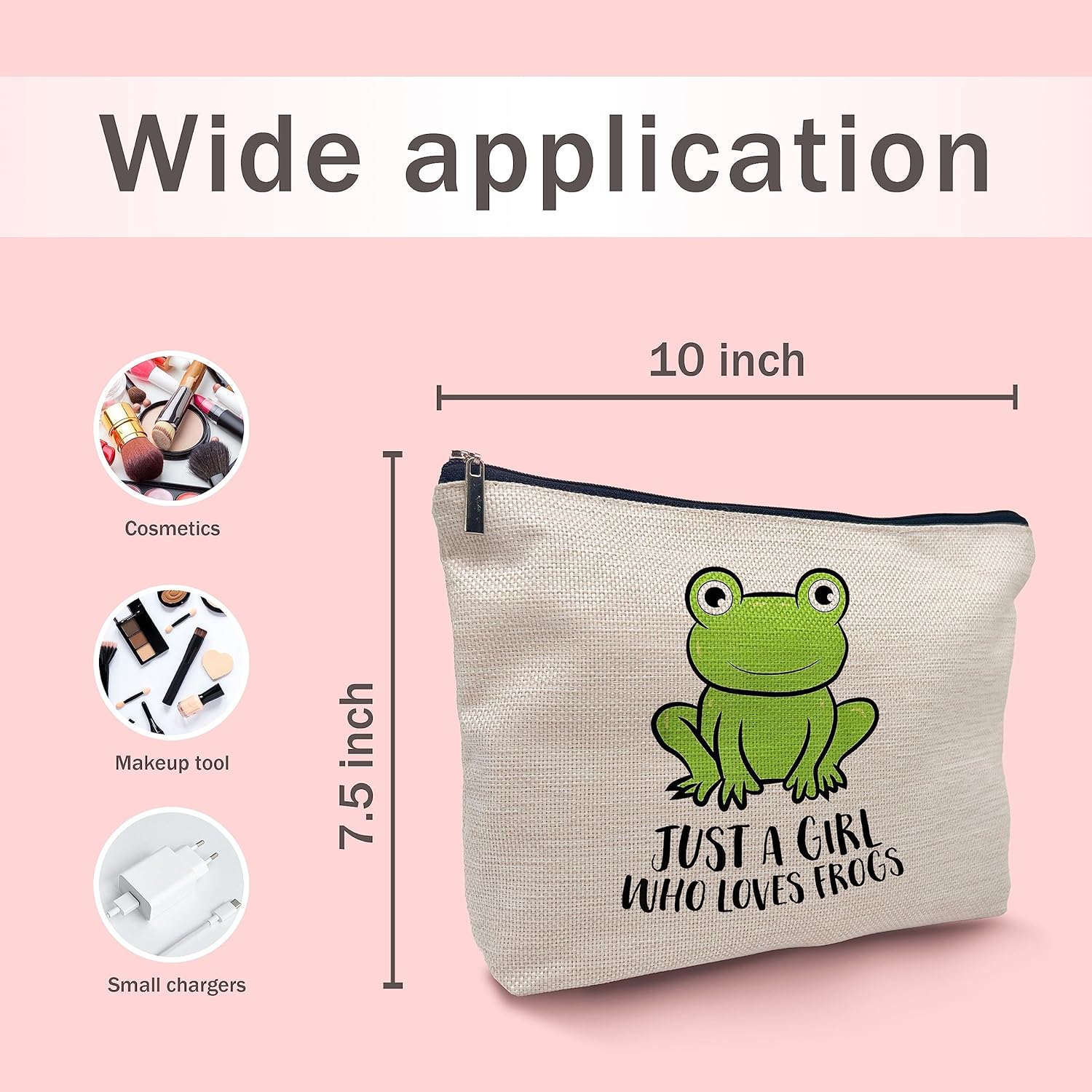 Bolsa de cosméticos de maquillaje de rana, Just a Girl Who Loves Frogs Makeup Travel Neceser de viaje, regalos para los amantes de las ranas,