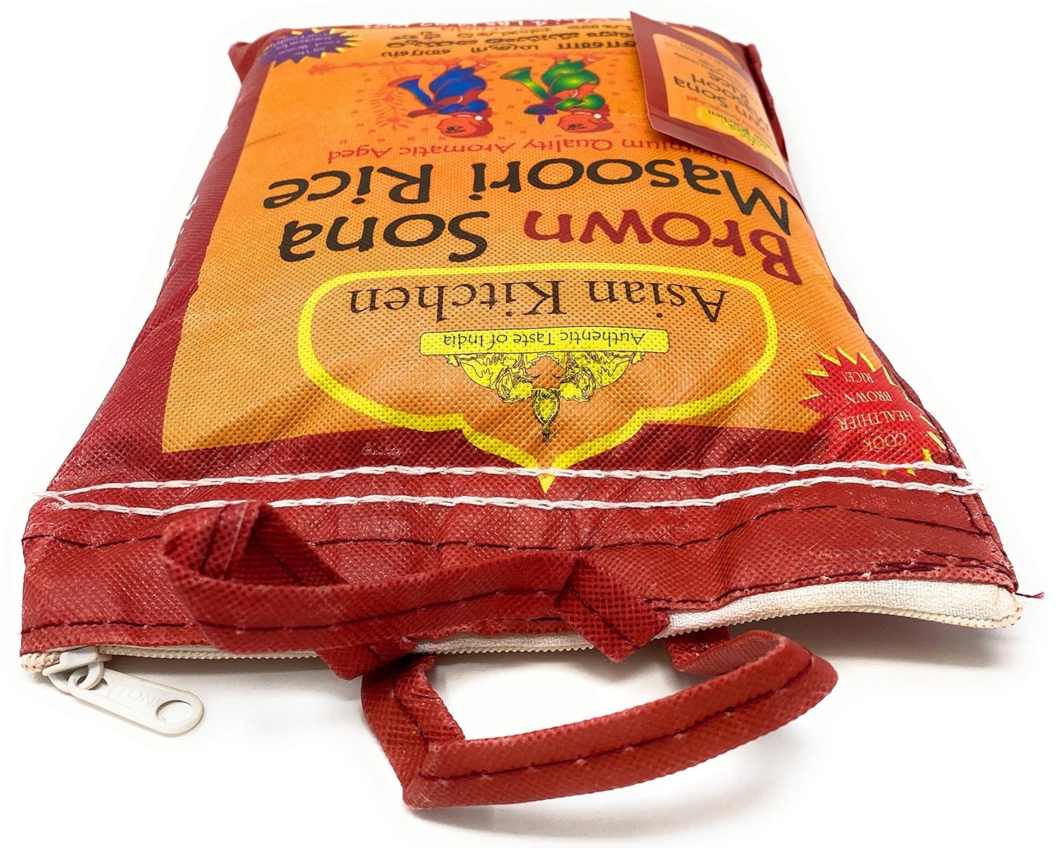 Asian Kitchen Brown Sona Masoori Arroz envejecido Bolsa de 4 libras, 4 libras (4.0 lbs) Arroz de grano corto  Todo natural  Apto para gluten  Vegano