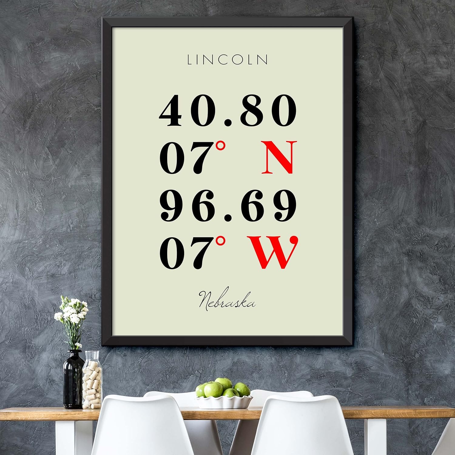 Map of Lincoln, Nebraska, Multiline Coordinates Colored (8×10)