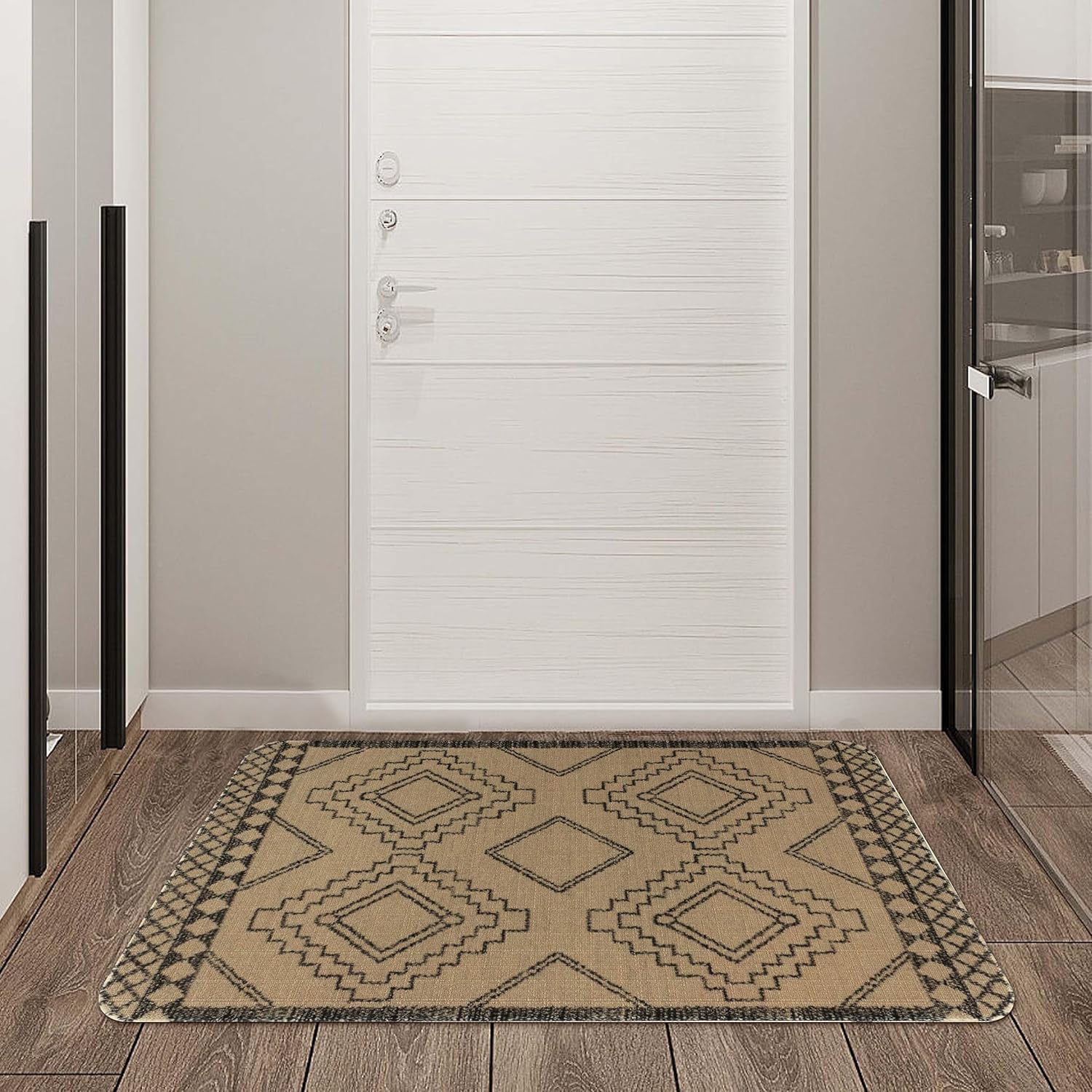 Chester Moroccan Area Rug Boho Kitchen Mats Sets of 2 Large Door Rugs Non Slip Decor Bohemian Mat Retro Fuzzy handwash Pads 47×17 in