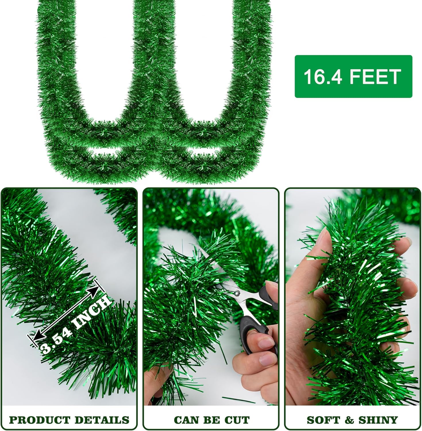 Guirnalda giratoria de oropel de 16.4 pies, guirnalda colgante brillante para árbol de Navidad, suministros de fiesta de cumpleaños, decoración de