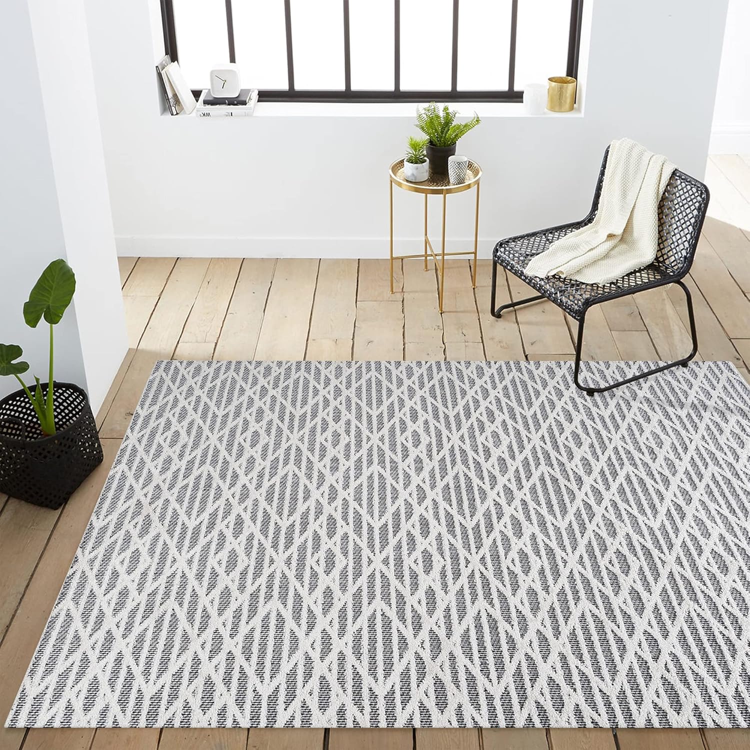JONATHAN Y SBH105B-4 Ararat – Alfombra marroquí de pelo alto y bajo, moderna para interiores y exteriores, estilo bohemio, geométrico, fácil de