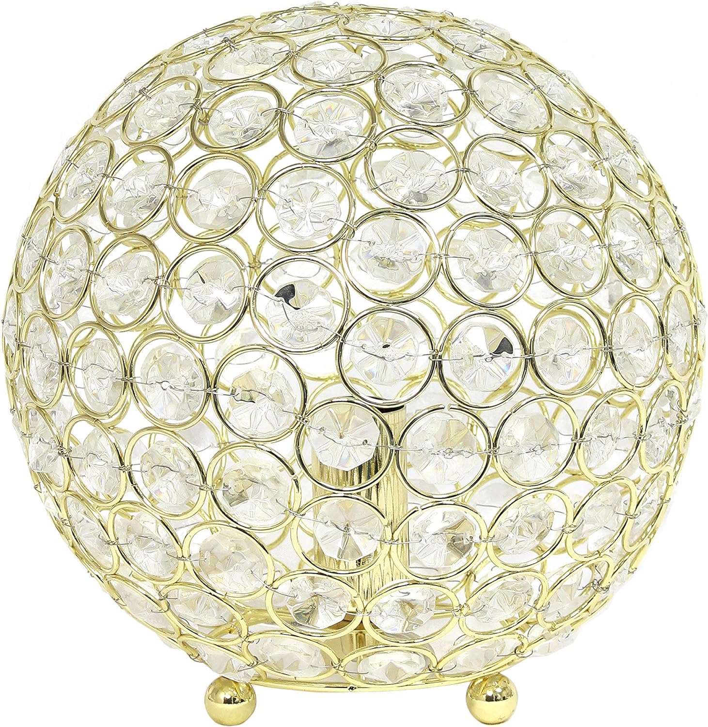Diseños elipse elegantes, lámpara de mesa de lentejuelas de cristal, de 20 cm (8 pulgadas).