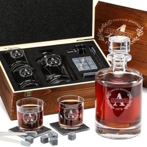 Juego de decantador de whisky personalizado y piedras, regalo personalizado para él, hombres, papá, padre, decantador clásico redondo grabado, Juego de decantador de whisky personalizado y piedras, regalo personalizado para él, hombres, papá, padre, decantador clásico redondo grabado,