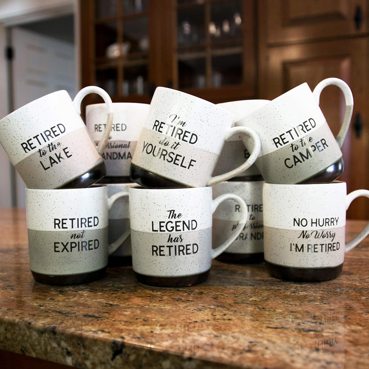 Pavilion Gift Company Taza de café grande de cerámica de 15 onzas, Retired to Professional Grandma, 1 unidad (paquete de 1), color gris