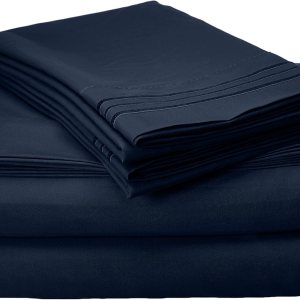 Elegant Comfort Juego de sábanas de 4 piezas de calidad egipcia de 1500 hilos, tamaño Queen, bolsillos profundos, azul marino Elegant Comfort Juego de sábanas de 4 piezas de calidad egipcia de 1500 hilos, tamaño Queen, bolsillos profundos, azul marino