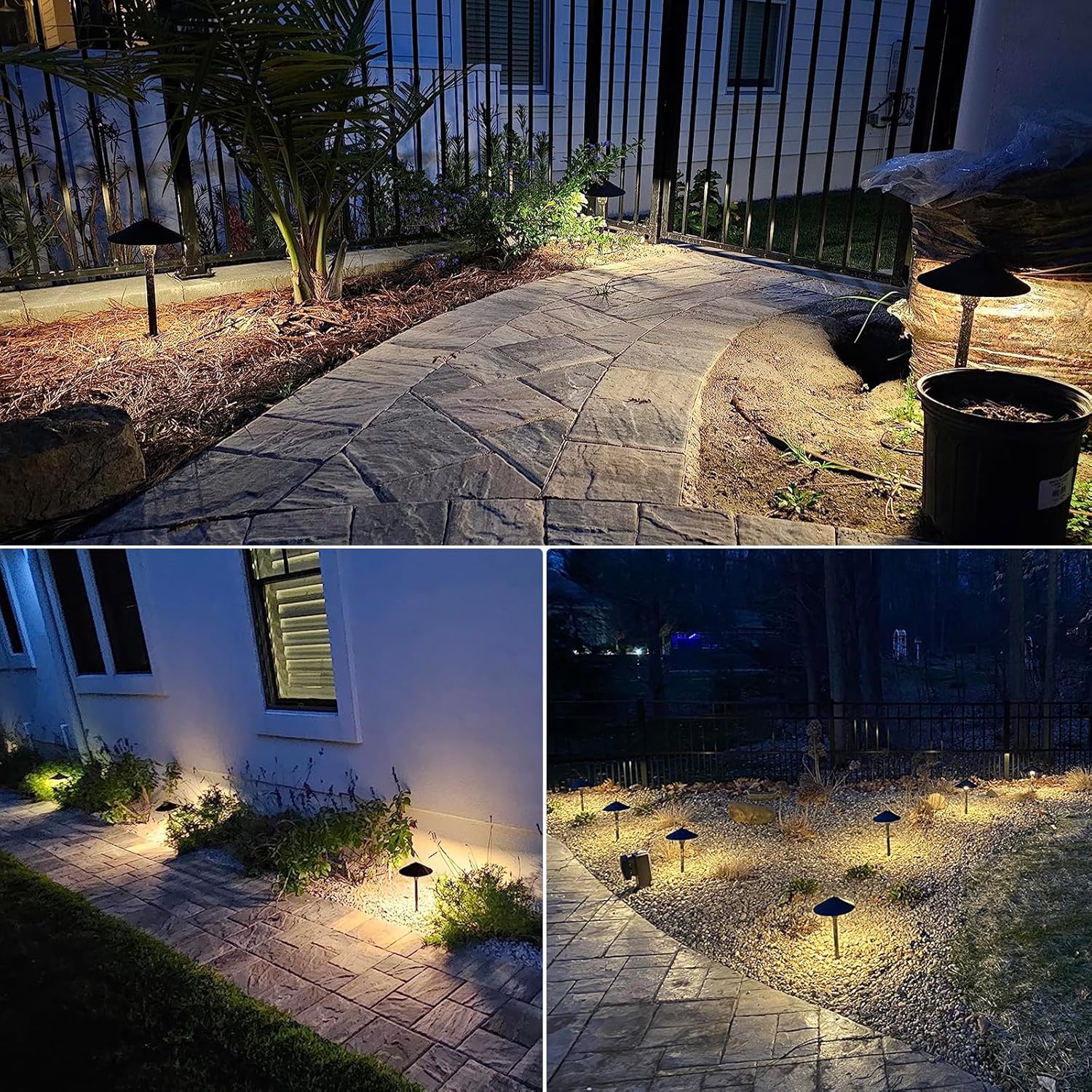 SUNVIE Luces LED de bajo voltaje para paisaje con transformador de 60 W, luces de camino de bajo voltaje, kit de iluminación de paisaje de 3000 K,