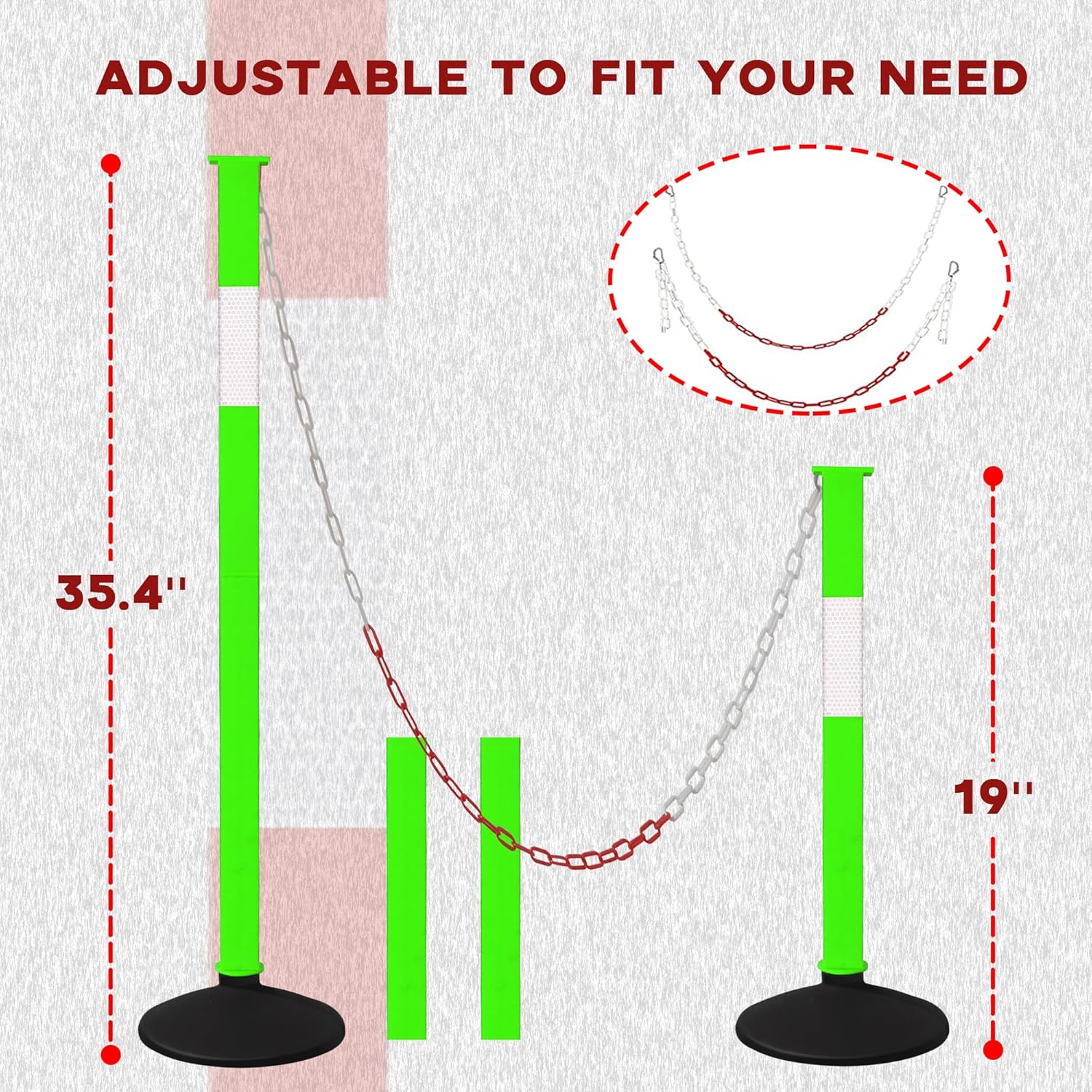 Paquete de 4 conos de delineador de tráfico con base ponderada y collares reflectantes, barrera de seguridad de tráfico naranja ajustable con