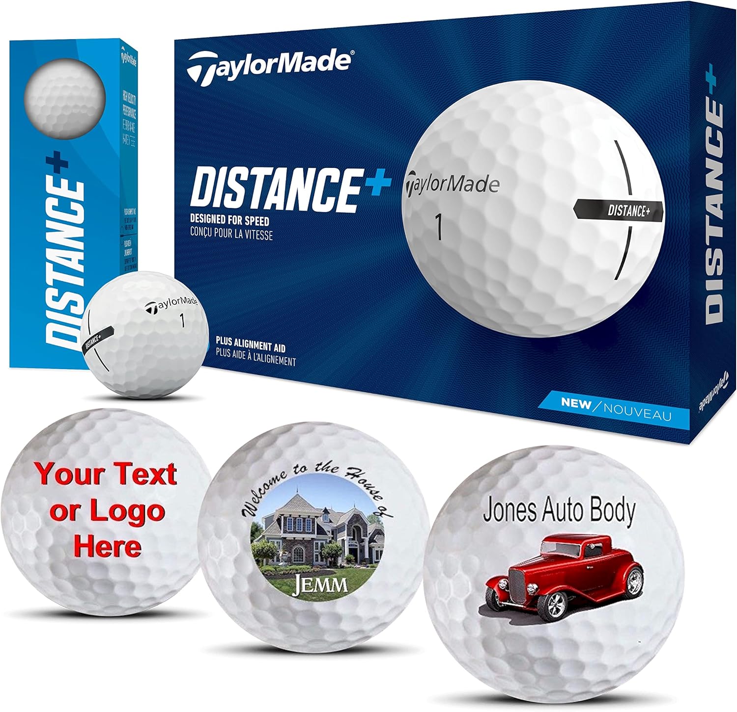 Taylormade – Pelotas de golf personalizadas a distancia, 12 unidades, tu columpio único, tus momentos únicos, pelotas de golf con logotipo, pelotas