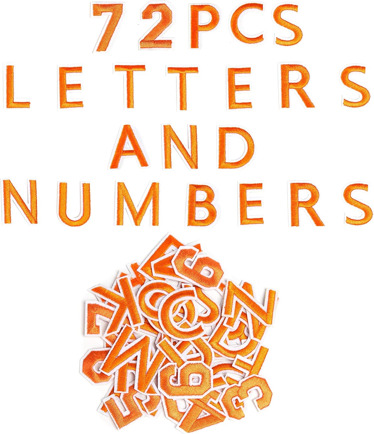Harsgs 72 parches de letras para planchar con números, parches bordados de letras A-Z, números del 0 al 9, para ropa, vestido, sombrero, jeans,