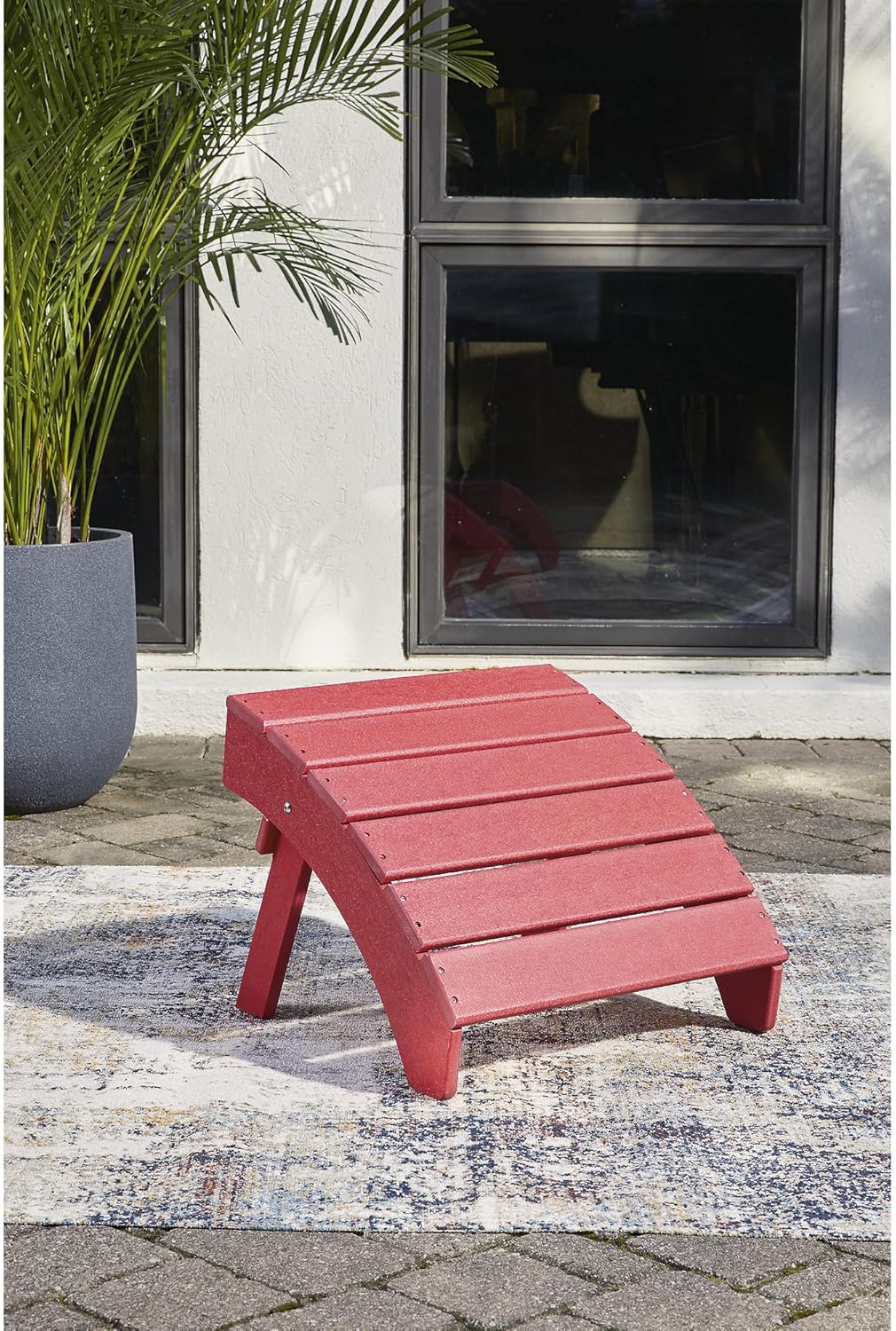 Signature Design by Ashley Otomana de polietileno de alta densidad para patio al aire libre, color rojo