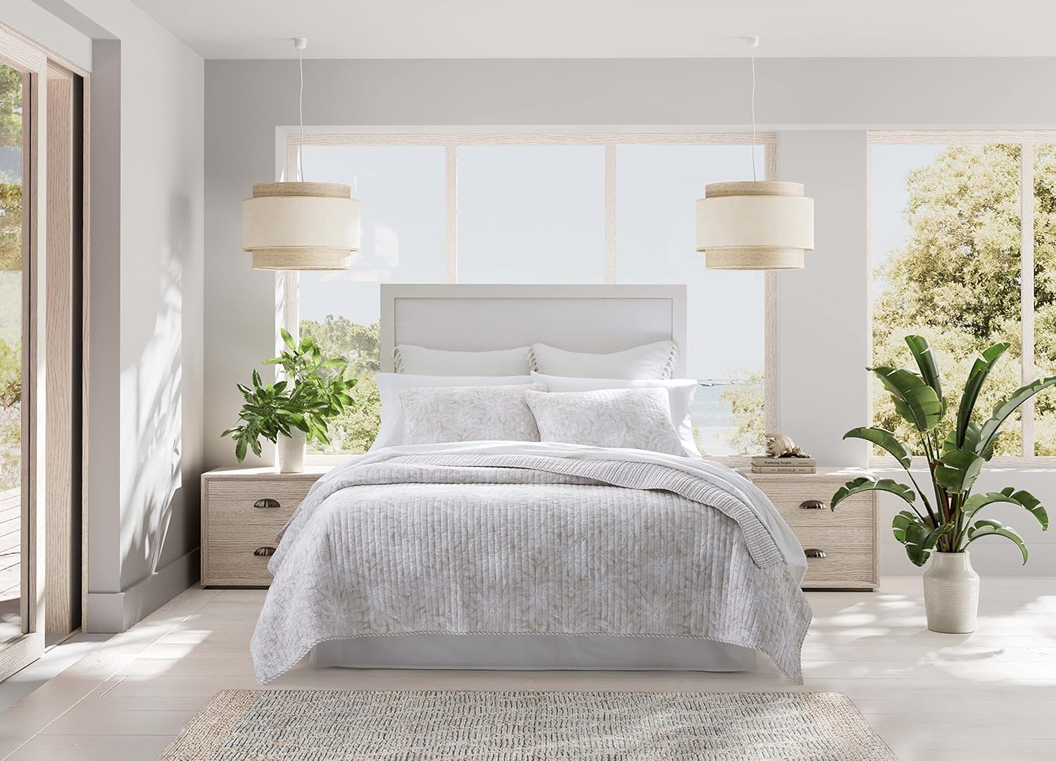 Tommy Bahama – Juego de edredón King, ropa de cama reversible de algodón con fundas a juego, ligera para todas las estaciones (color beige akena,