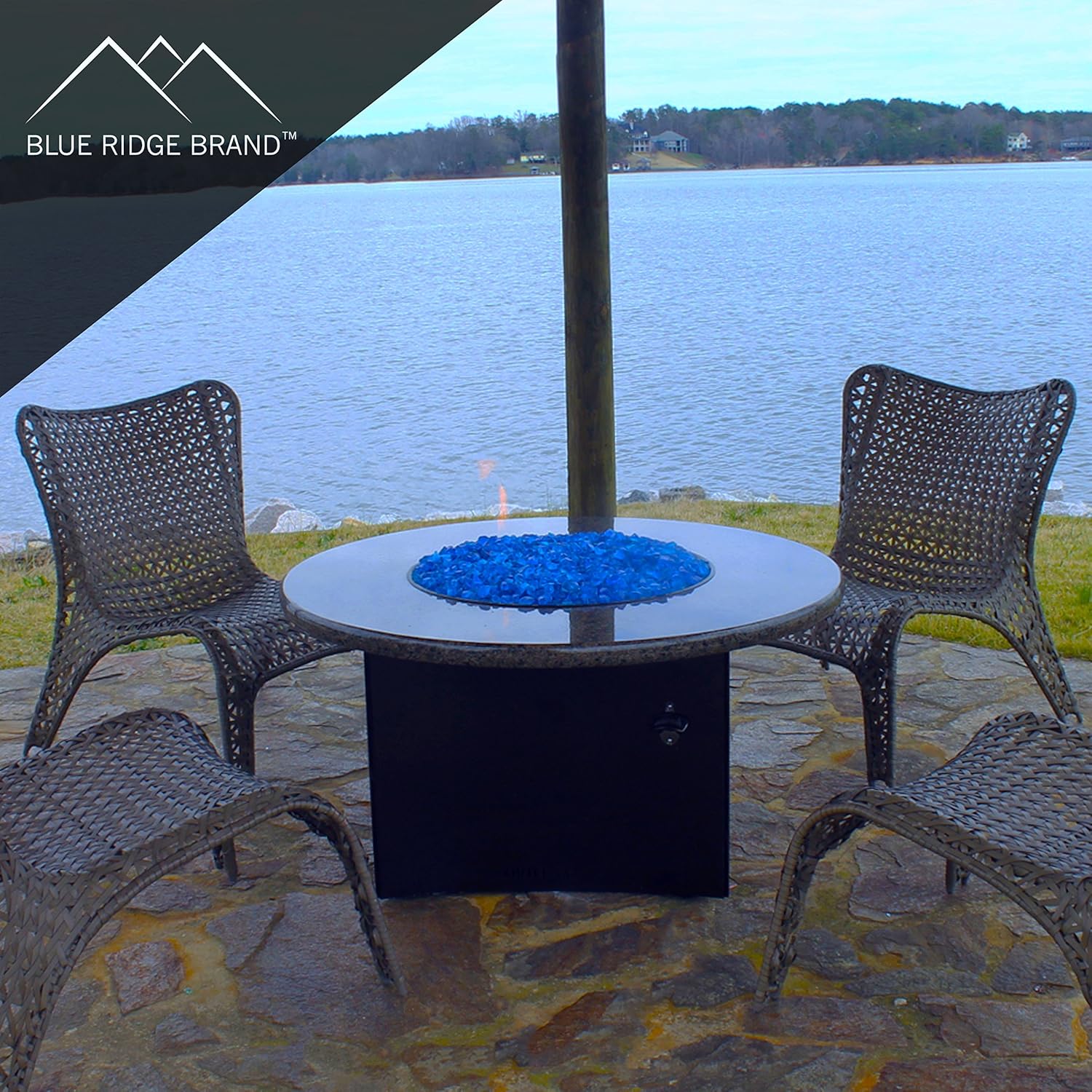 Blue Ridge  Cristal para hoguera, cristal para acuario, vidrio para jardín, encimeras y decoración del hogar, fabricado en Estados Unidos
