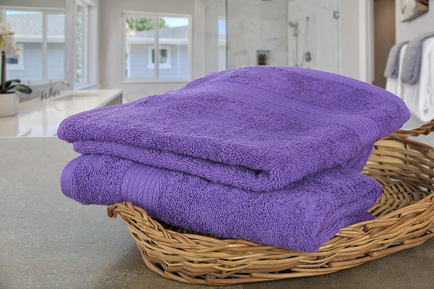 Toalla de mano de 18 x 28 pulgadas, 21.16 ozm, 100% algodón, suave y absorbente, 2 unidades, color morado