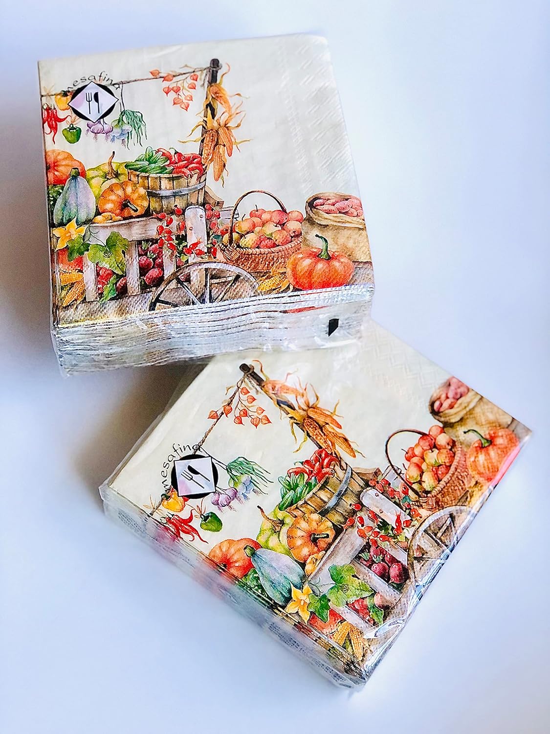 40 unidades 10×10 Happy Autumn Harvest Fruit Vegetable Stand, calabaza, manzana, remolacha, pepino, maíz, pimienta, calabaza, ñame de tomate,
