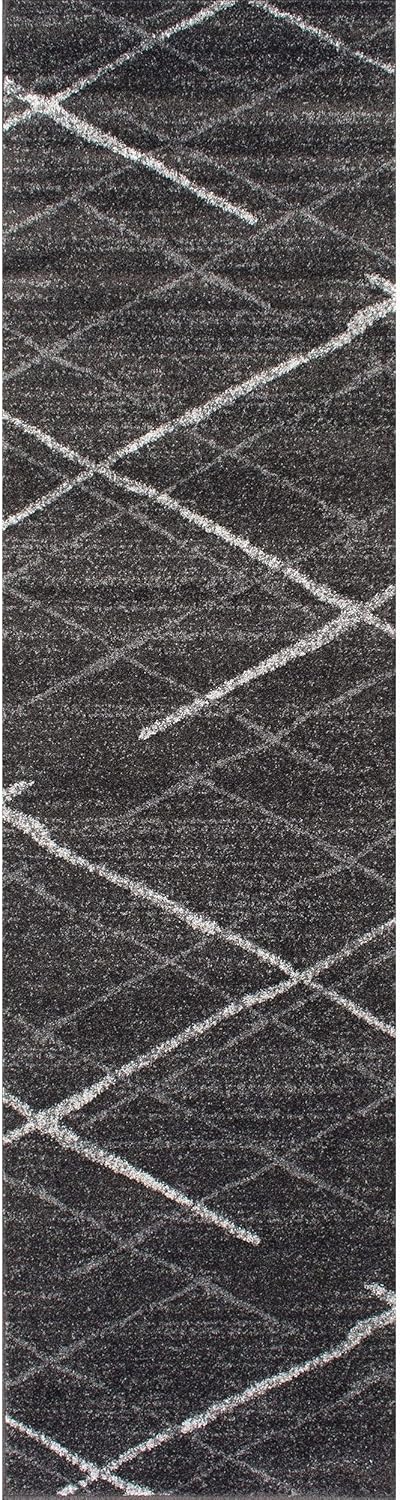 nuLOOM – Alfombra de pasillo contemporánea Thigpen, 2 pies 6 pulgadas x 12 pies, color gris oscuro