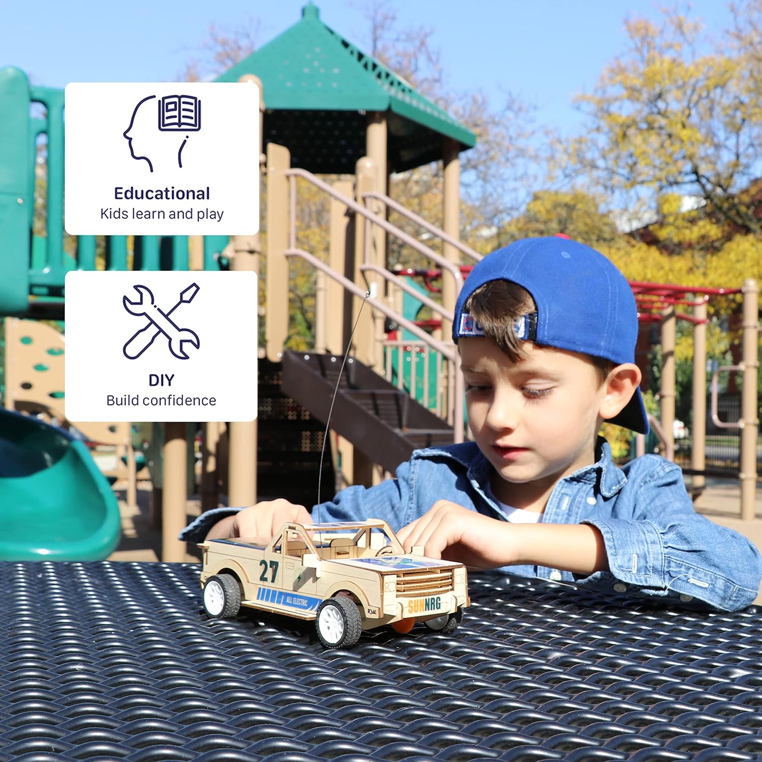 TOYLOGS Kit de modelo de coche de madera, juguete de rompecabezas 3D con control remoto, panel de energía solar, proyectos STEM para niños de 8 a 12