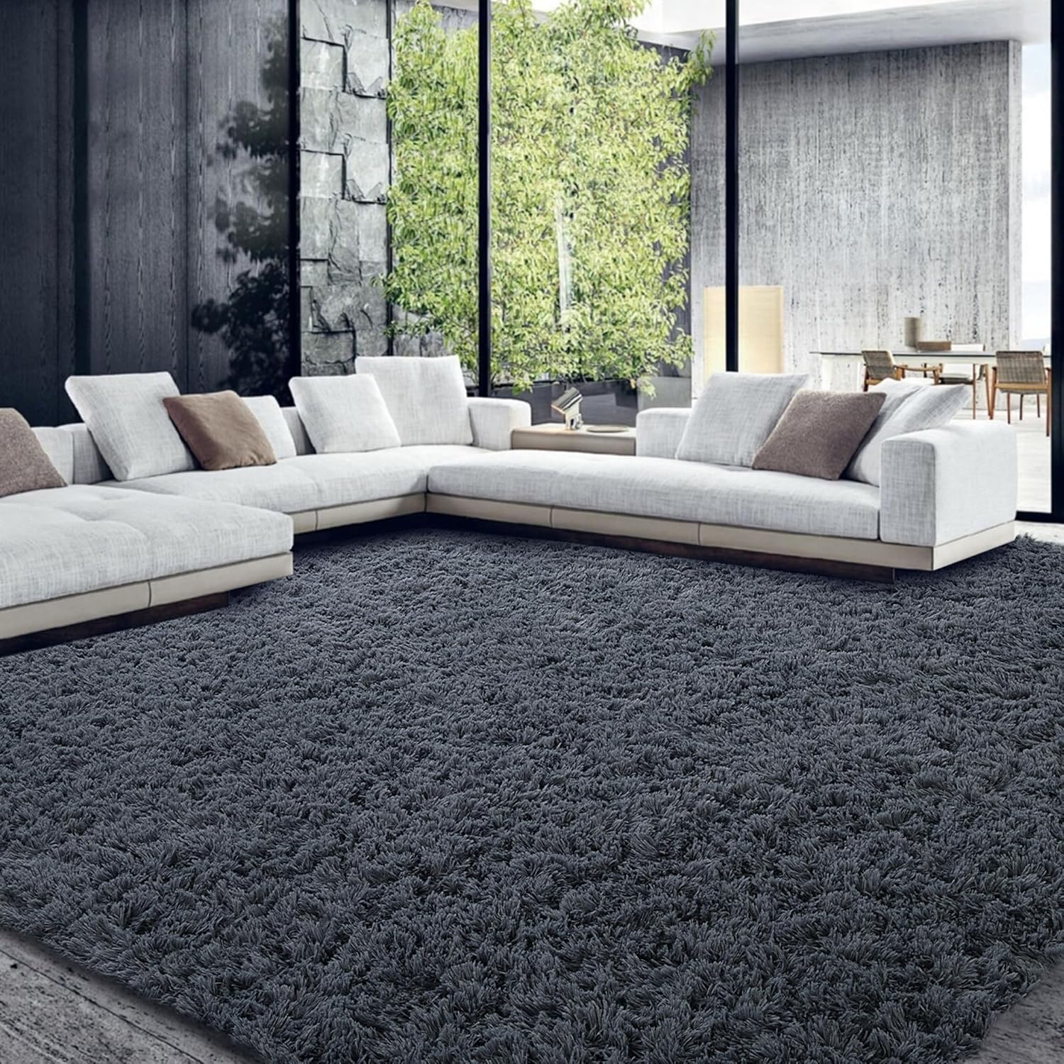 HOMBYS Alfombra lanuda de 9 x 12 pies, alfombra de felpa ultra mullida de piel sintética grande para sala de estar, dormitorio, alfombra mullida