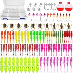 SMMYMGF Señuelos de pesca, caja de aparejos de trucha y crappie, kit de equipo de pesca en hielo, incluye cabezas de plantilla, cebos de plástico SMMYMGF Señuelos de pesca, caja de aparejos de trucha y crappie, kit de equipo de pesca en hielo, incluye cabezas de plantilla, cebos de plástico