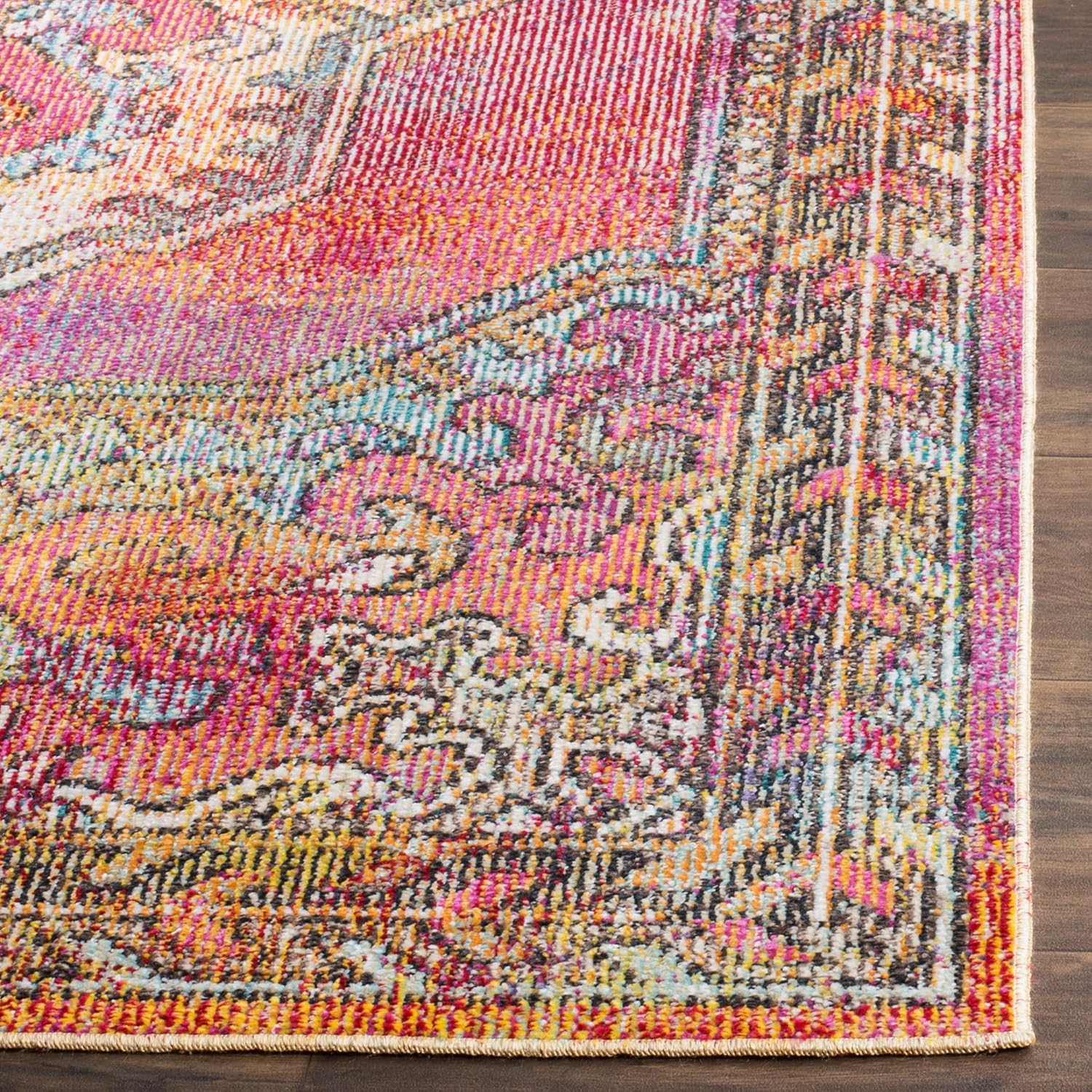SAFAVIEH Crystal Collection – Alfombra de área de 5 x 8 pies, diseño desgastado de medallón, no desprende pelusa y de fácil cuidado, ideal para