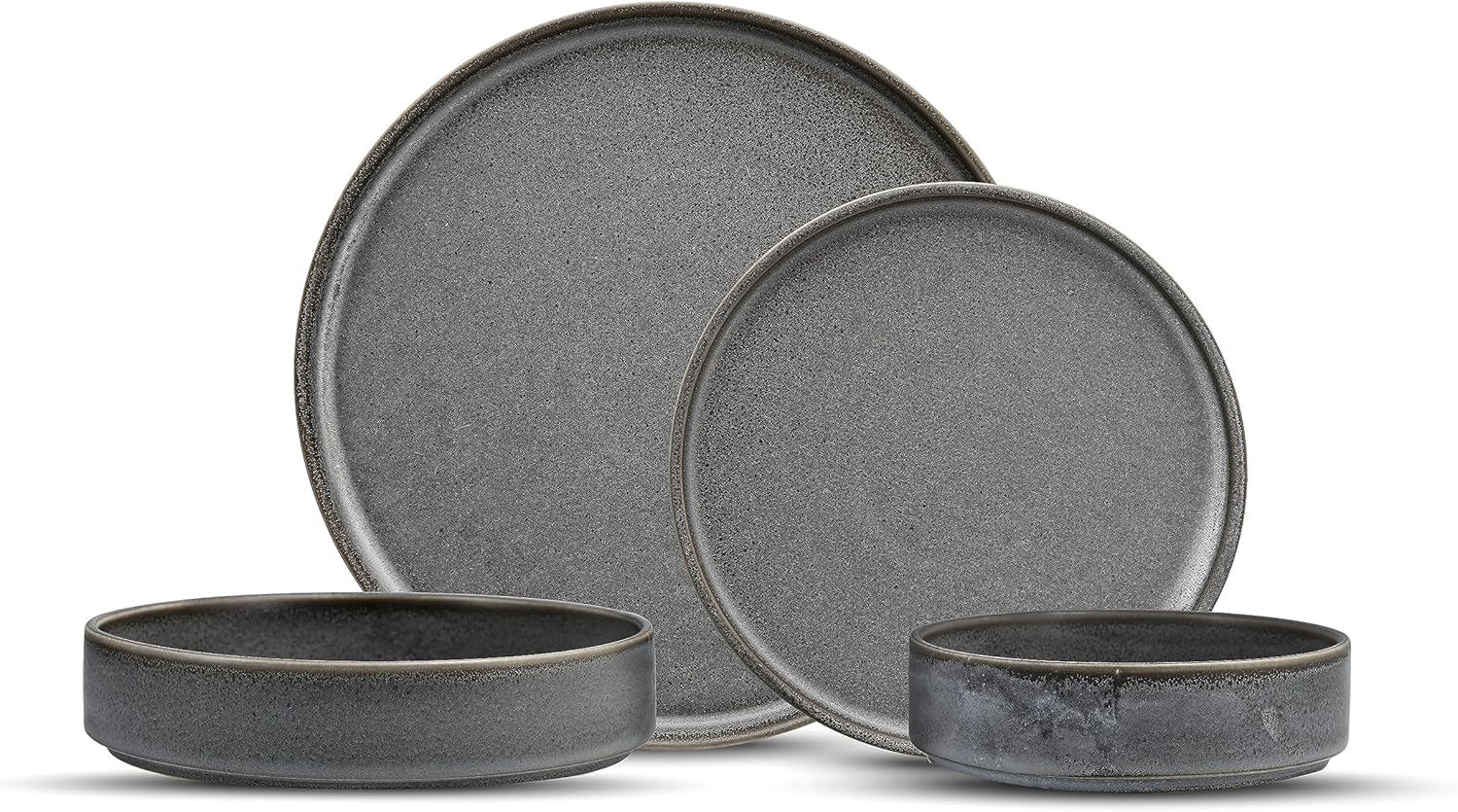 Fortessa Sound Stoneware – Juego de vajilla de 16 piezas, servicio para 4, Thunder