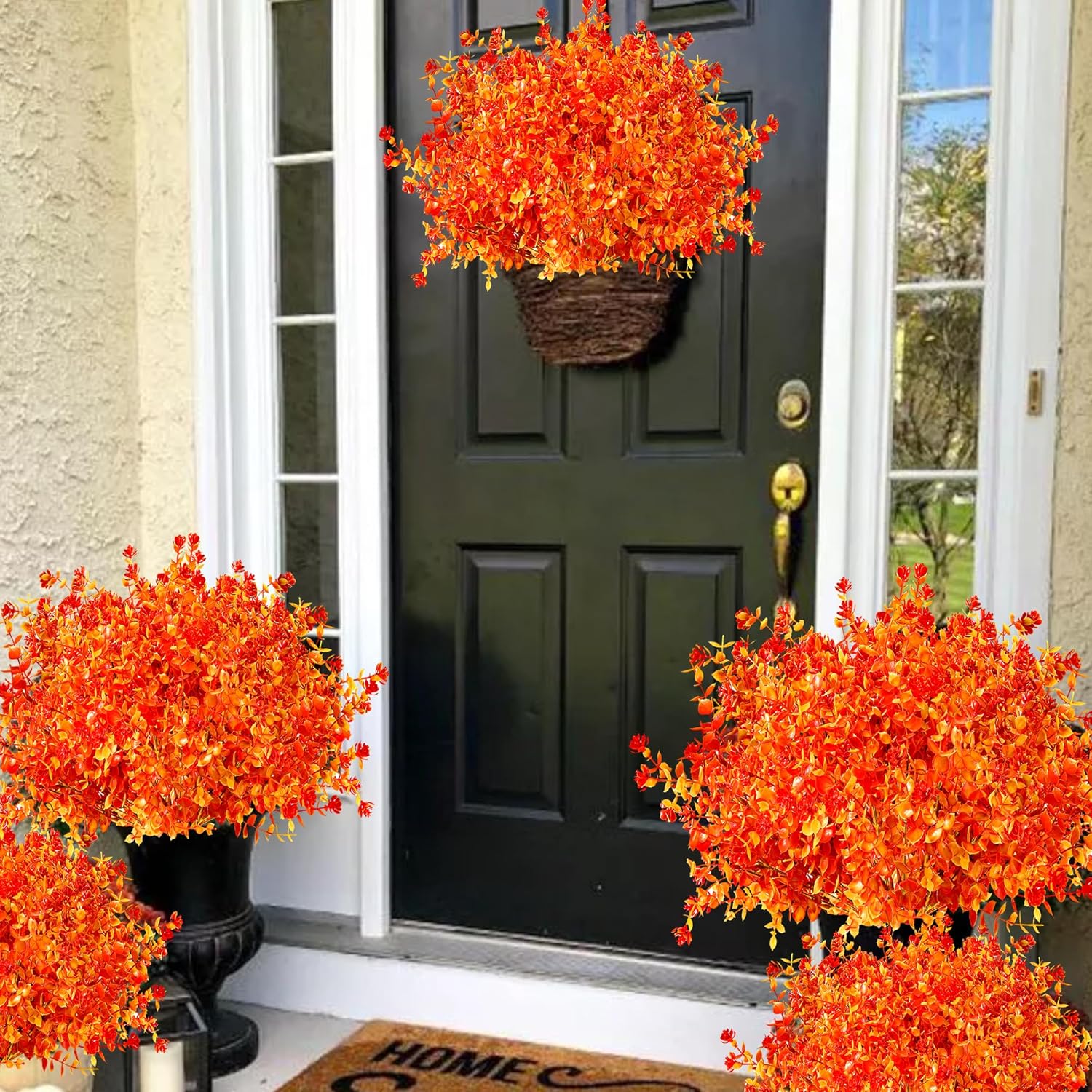 Sawowkuya 20 paquetes de flores artificiales de otoño para exteriores, decoraciones de otoño, flores de plástico resistentes a los rayos UV para