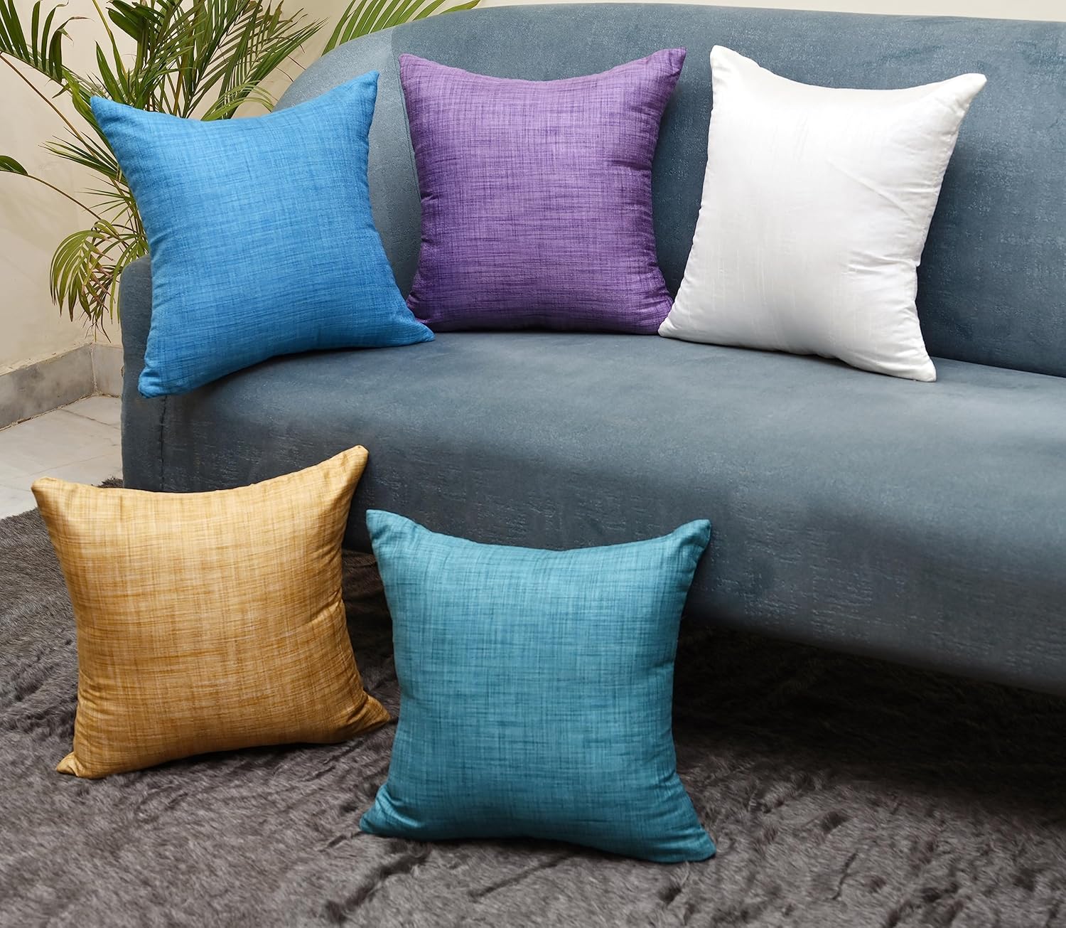 SCARLETT LINENS Juego de 2 almohadas decorativas para sofá cama, almohadas decorativas de sala de estar, almohadas rústicas, fundas de almohada