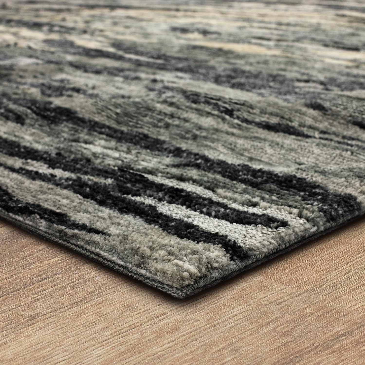 Scott Living by Drew & Jonathan Huron – Alfombra moderna abstracta a rayas color carbón de 2 pies 4 pulgadas x 7 pies 10 pulgadas, perfecta para