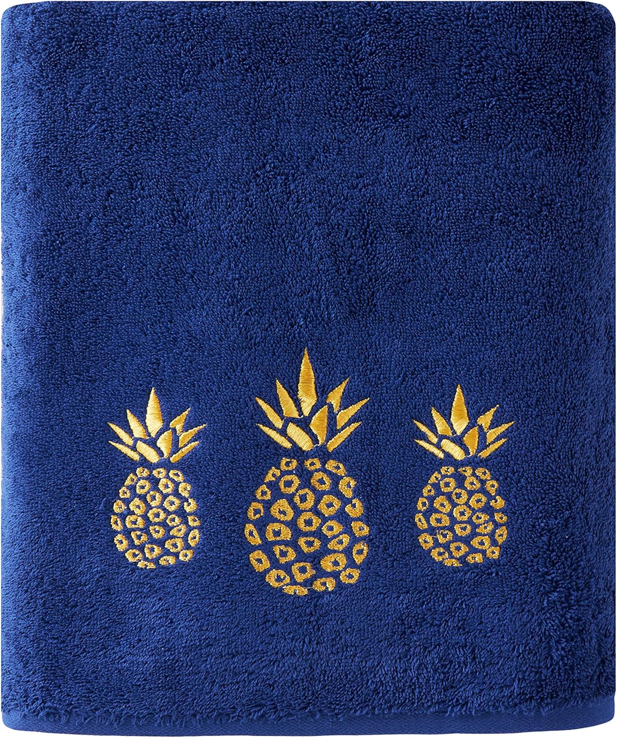 SKL Home by Saturday Knight Ltd. – Toalla de baño dorada con piña, color azul marino