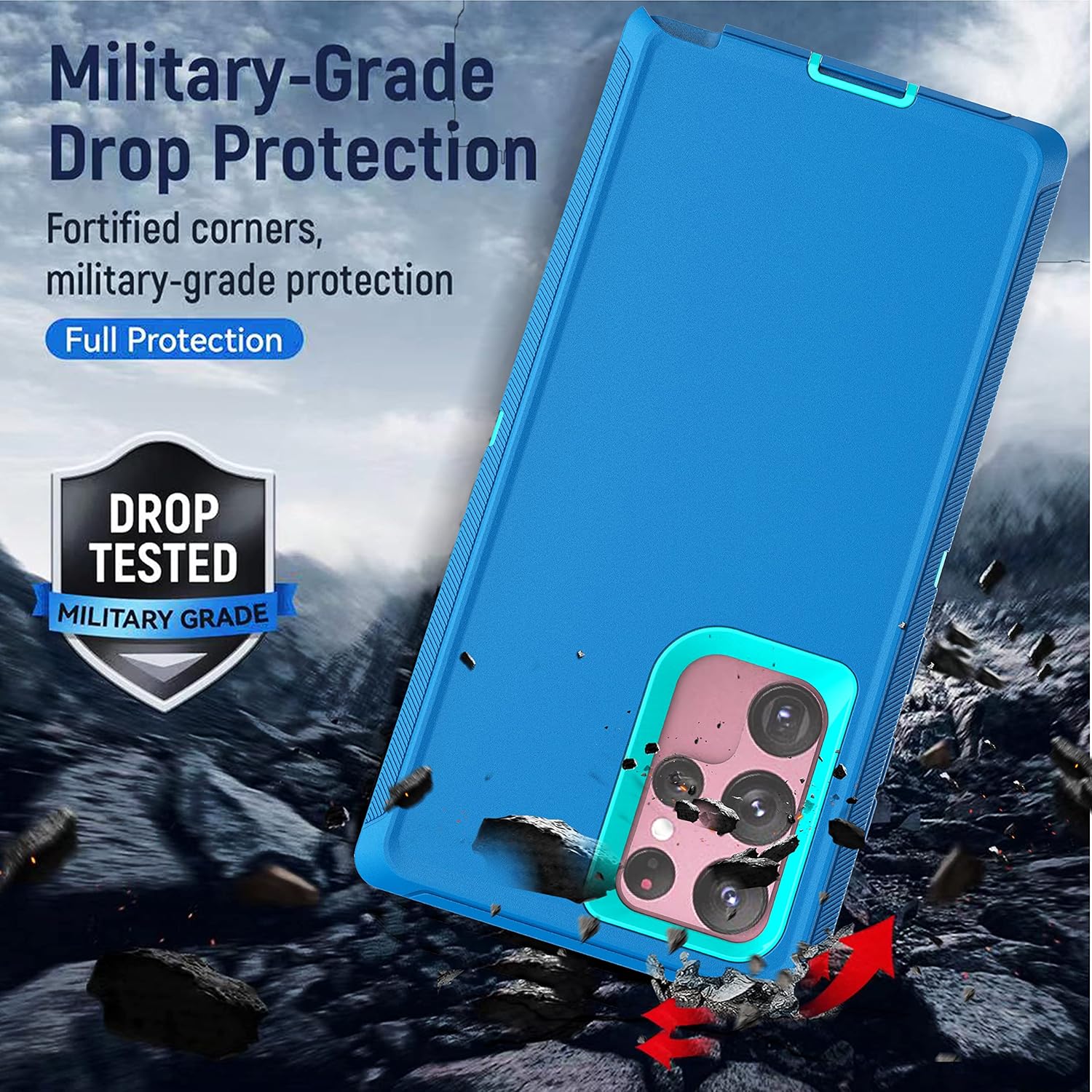 YmhxcY Funda para Galaxy S22 Ultra con película de TPU flexible autorreparable (paquete de 2) y película protectora de lente 2 paquetes, funda de