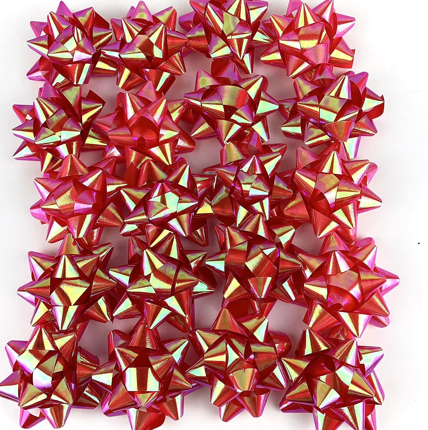 Arcos de confeti rojo, lazos de regalo de estrellas, lazos coloridos de 2-34 pulgadas (paquete de 20)