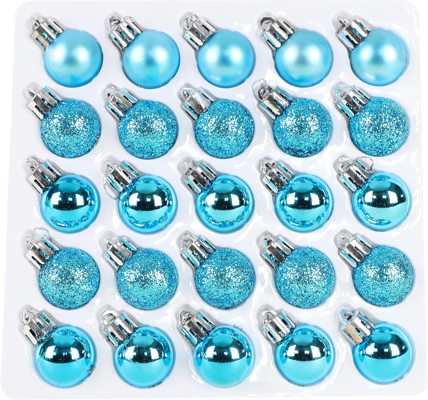 Christmas Concepts – Juego de 25 mini bolas para árbol de Navidad (0.984 pulgadas). Decorados con purpurina, mate y brillante .