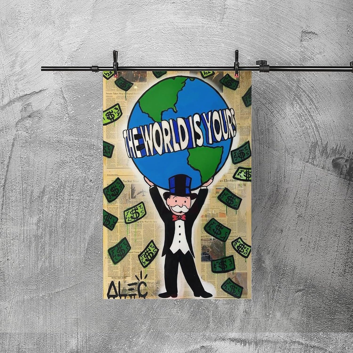 ALEC-Monopolys – Póster en lienzo con texto en inglés The World Is Yours (El mundo es tuyo), pinturas para decoración de pared para sala de estar,