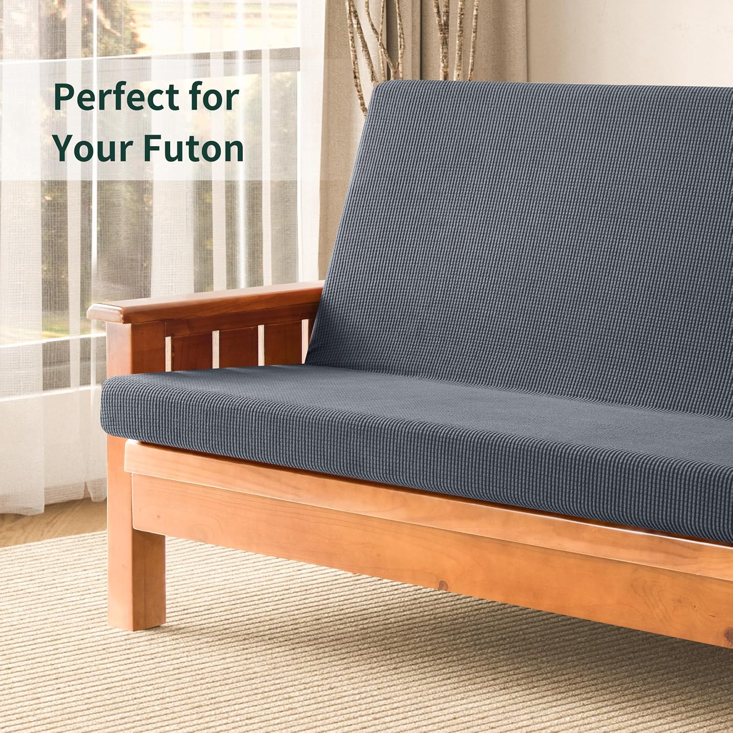 CHUN YI Funda de futón de jacquard tamaño matrimonial, funda de colchón elástica y plegable para sofá cama, funda lavable para futón de 6 a 8