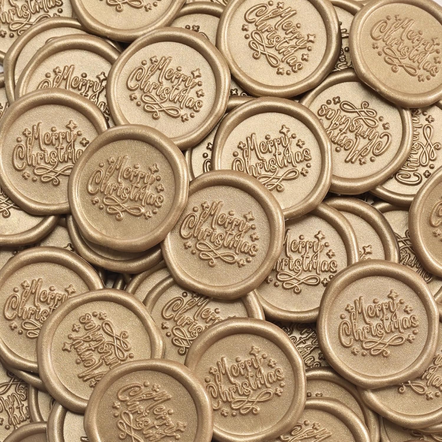 UNIQOOO Calcomanías de sello de cera de Navidad, calcomanías de sello de invitación de boda, 50 calcomanías autoadhesivas Prosecco Metallic Lignt
