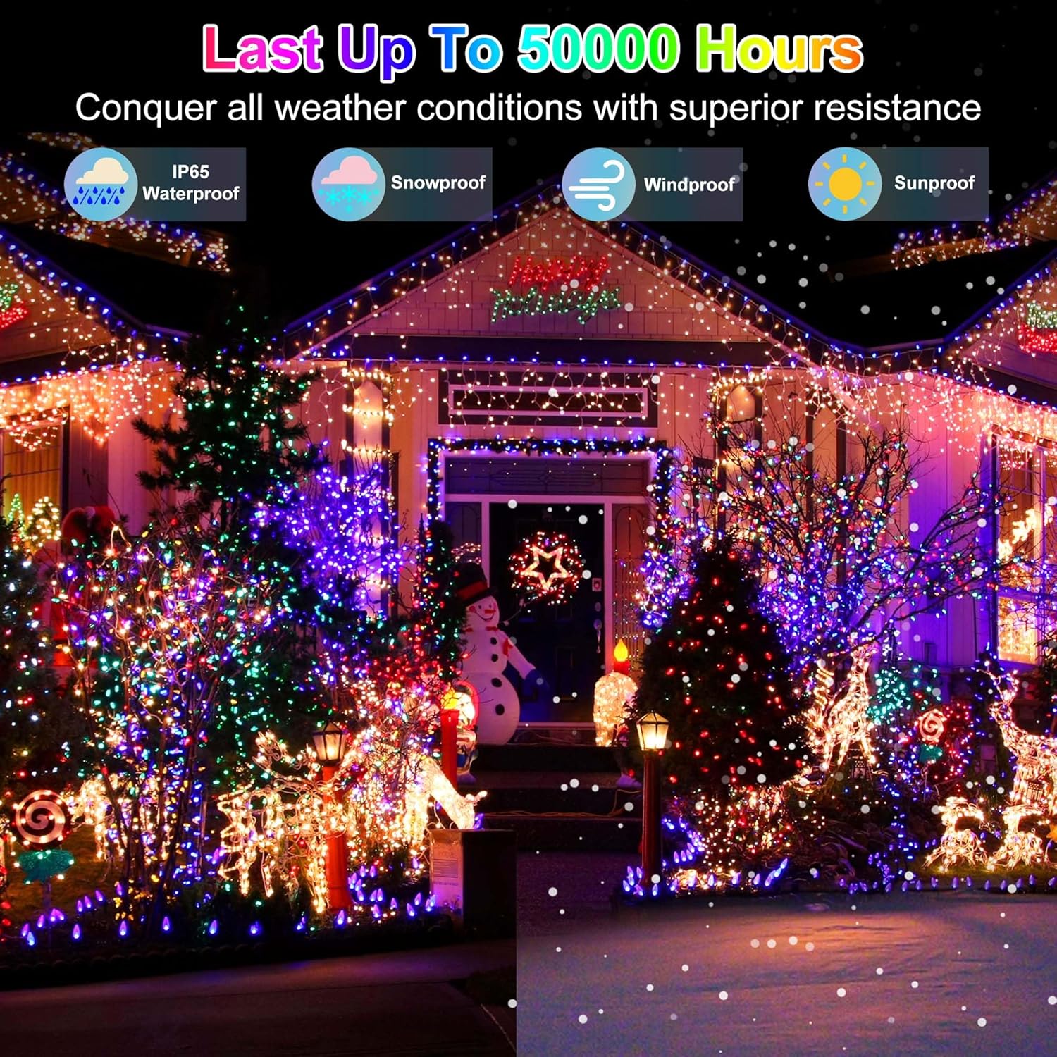 1300 luces LED de Navidad de 492 pies para exteriores, 8 modos de iluminación, cadena de luces de hadas, luces impermeables para árbol de Navidad