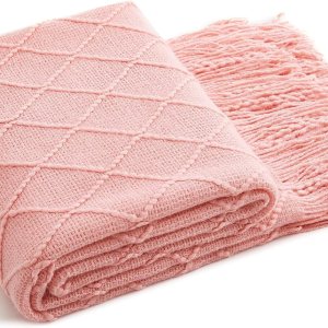 Manta de punto acrílico, ligera y suave, acogedora manta tejida decorativa con borlas para sofá, cama, sofá, viajes, adecuada para todas las Manta de punto acrílico, ligera y suave, acogedora manta tejida decorativa con borlas para sofá, cama, sofá, viajes, adecuada para todas las