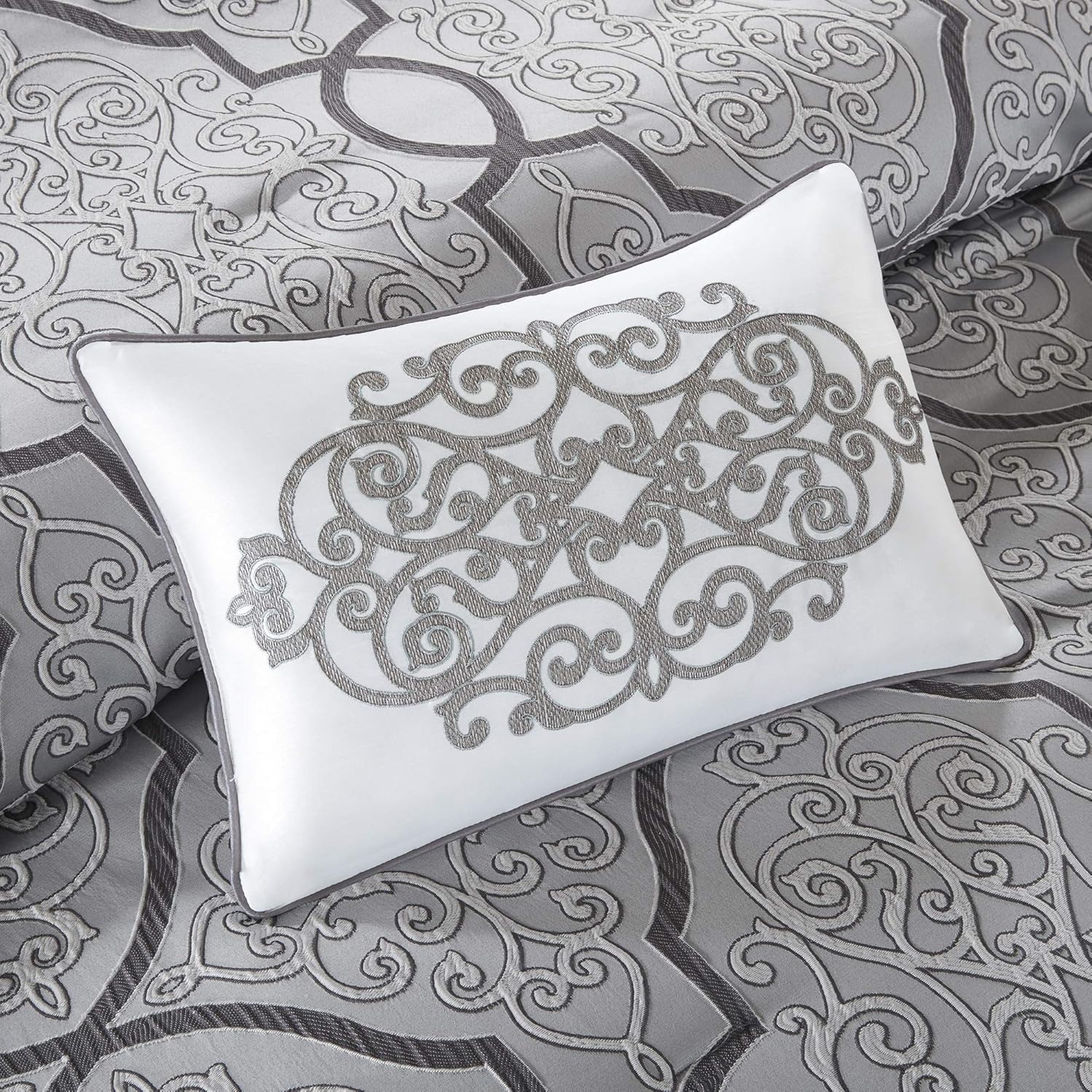Madison Park – Cómodo edredón de cama en una bolsa, diseño tradicional de jacquard de lujo para todas las estaciones con juego de sábanas completo,