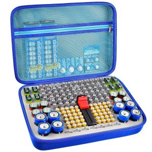 Organizador de baterías, caja de contenedores de almacenamiento de baterías con comprobador de batería compatible con AA AAA 9V C D litio 3V LR44 Organizador de baterías, caja de contenedores de almacenamiento de baterías con comprobador de batería compatible con AA AAA 9V C D litio 3V LR44