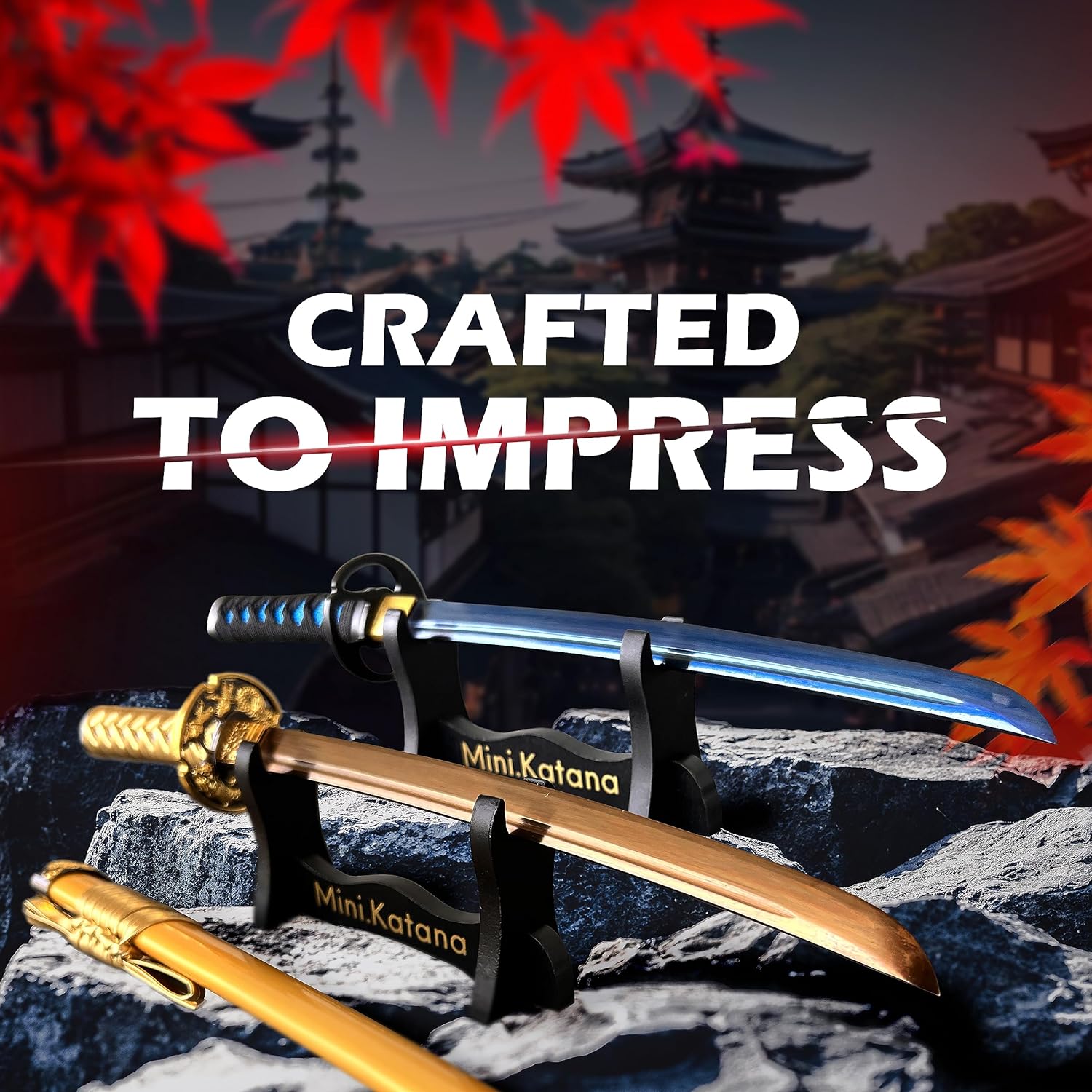 Mini.Katana Like-Original Mini Katana – Espada Katana real de acero inoxidable 1095 semipresiva, hecha a mano, 1095