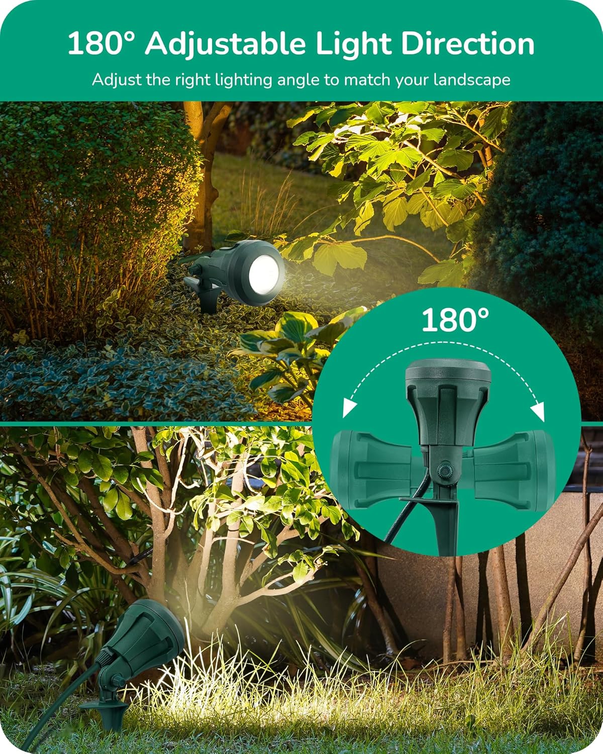 EDISHINE Foco de 120 V para exteriores, 5 lentes de color extra, foco LED impermeable de 4.8 W, iluminación de paisaje de 5000 K para decoración de