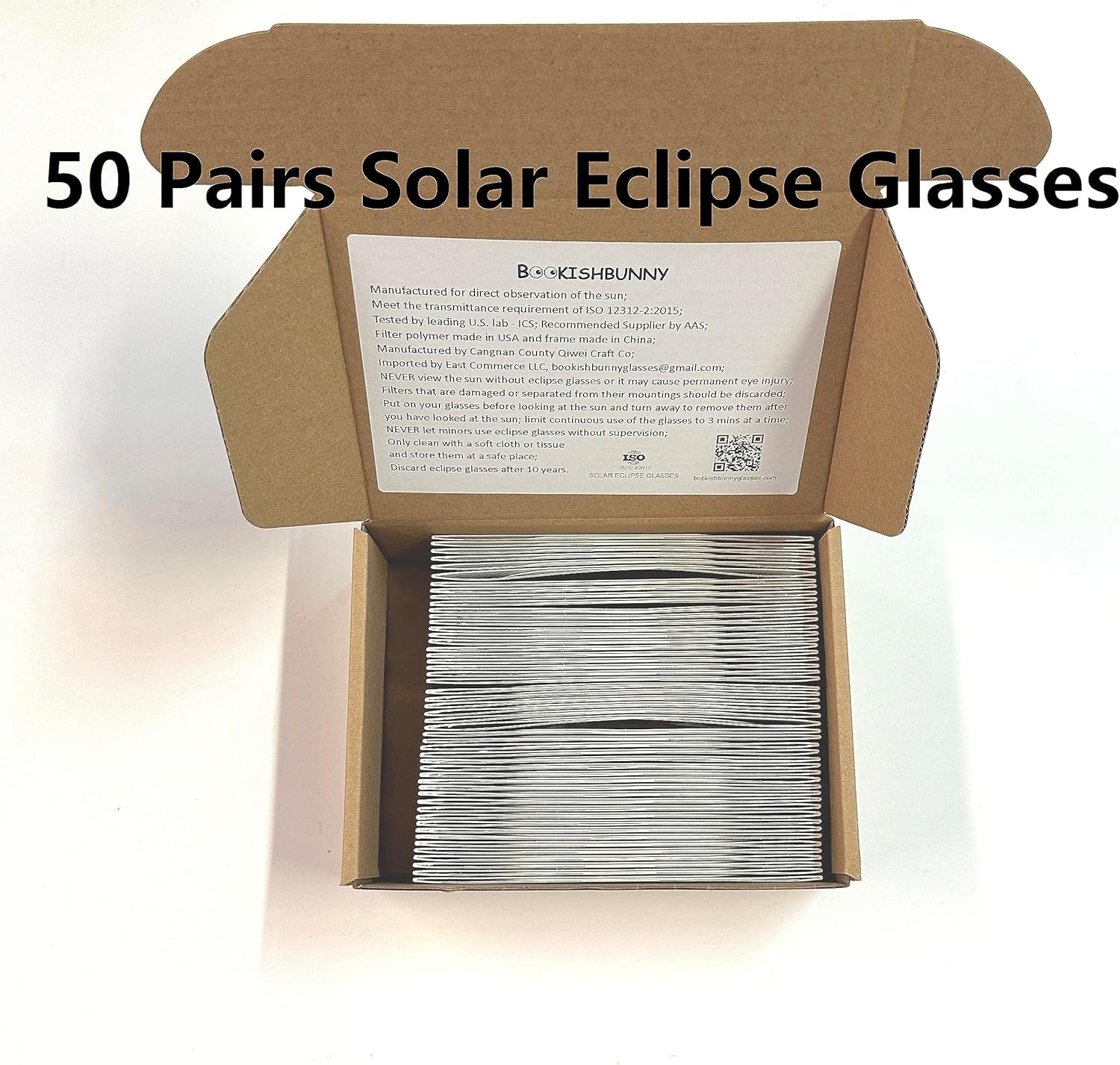 Bookishbunny 50 pares solares de los espectadores del eclipse de las gafas de papel de la visión del sol ISO certificó diversos patrones