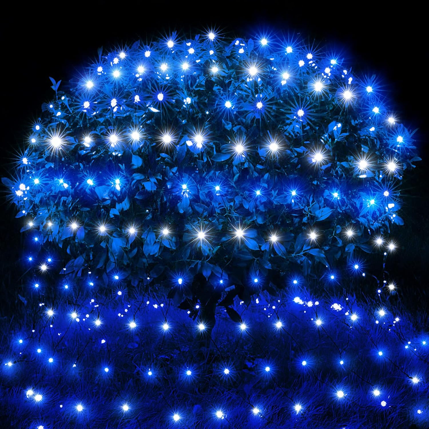 kemooie Luces de red de Navidad para exteriores, 198 luces LED de red de 9.8 pies x 6.6 pies, conectables, 8 modos de parpadeo, luces de malla