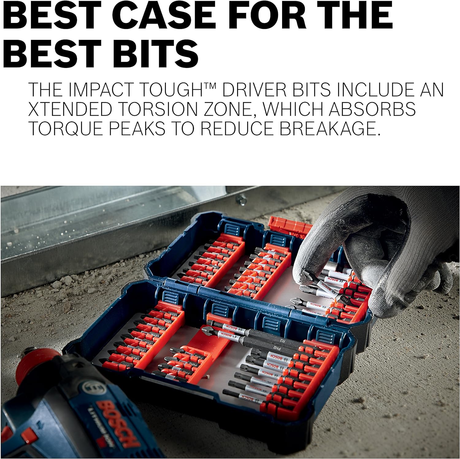 BOSCH CCSV108 – Juego surtido de 8 piezas de 1 pulgada (2 unidades) Phillips resistentes al impacto, cuadrado y Torx con clip para sistema de caja