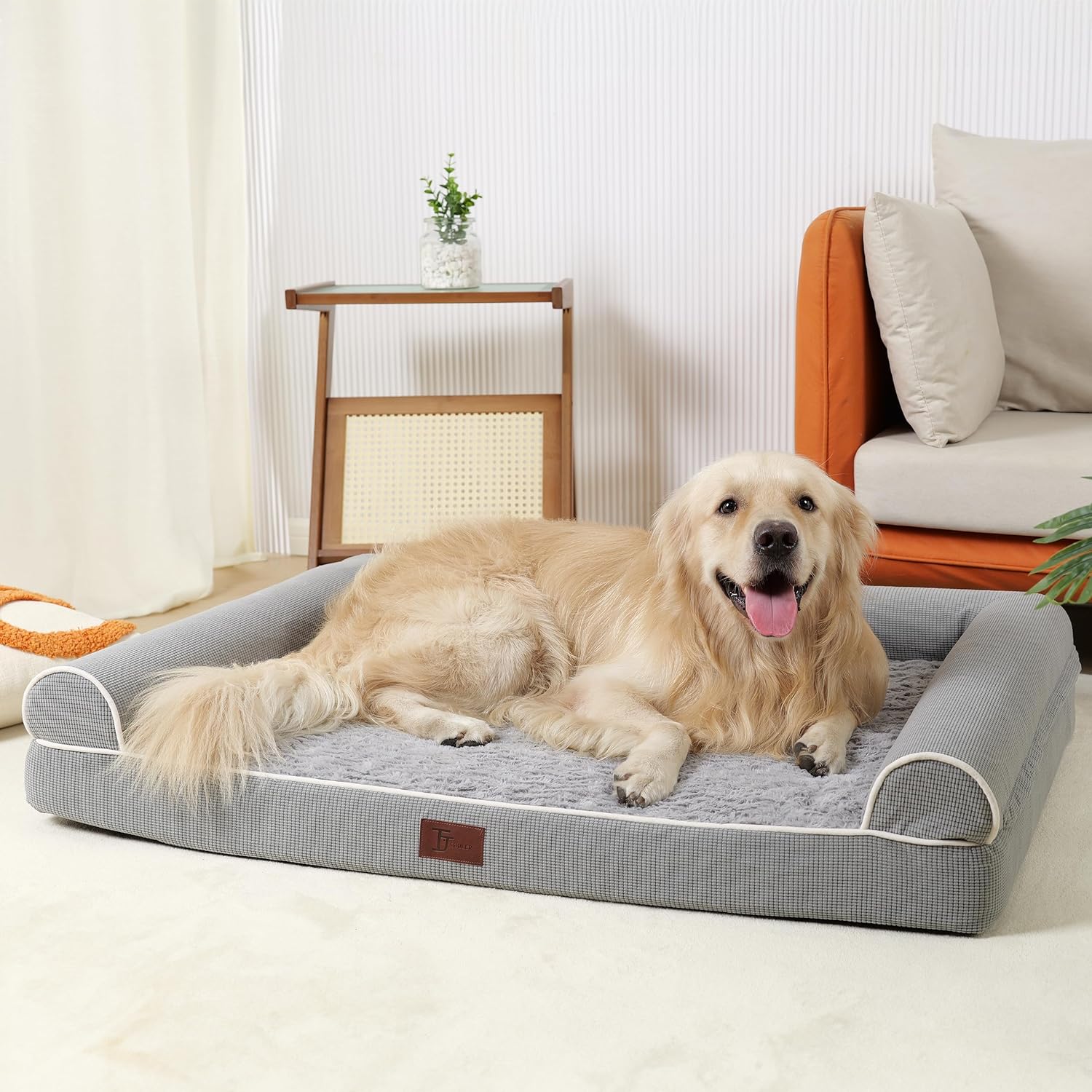 Camas ortopédicas para perros grandes, tapete de espuma para mascotas forrado impermeable con funda extraíble y lavable y parte inferior
