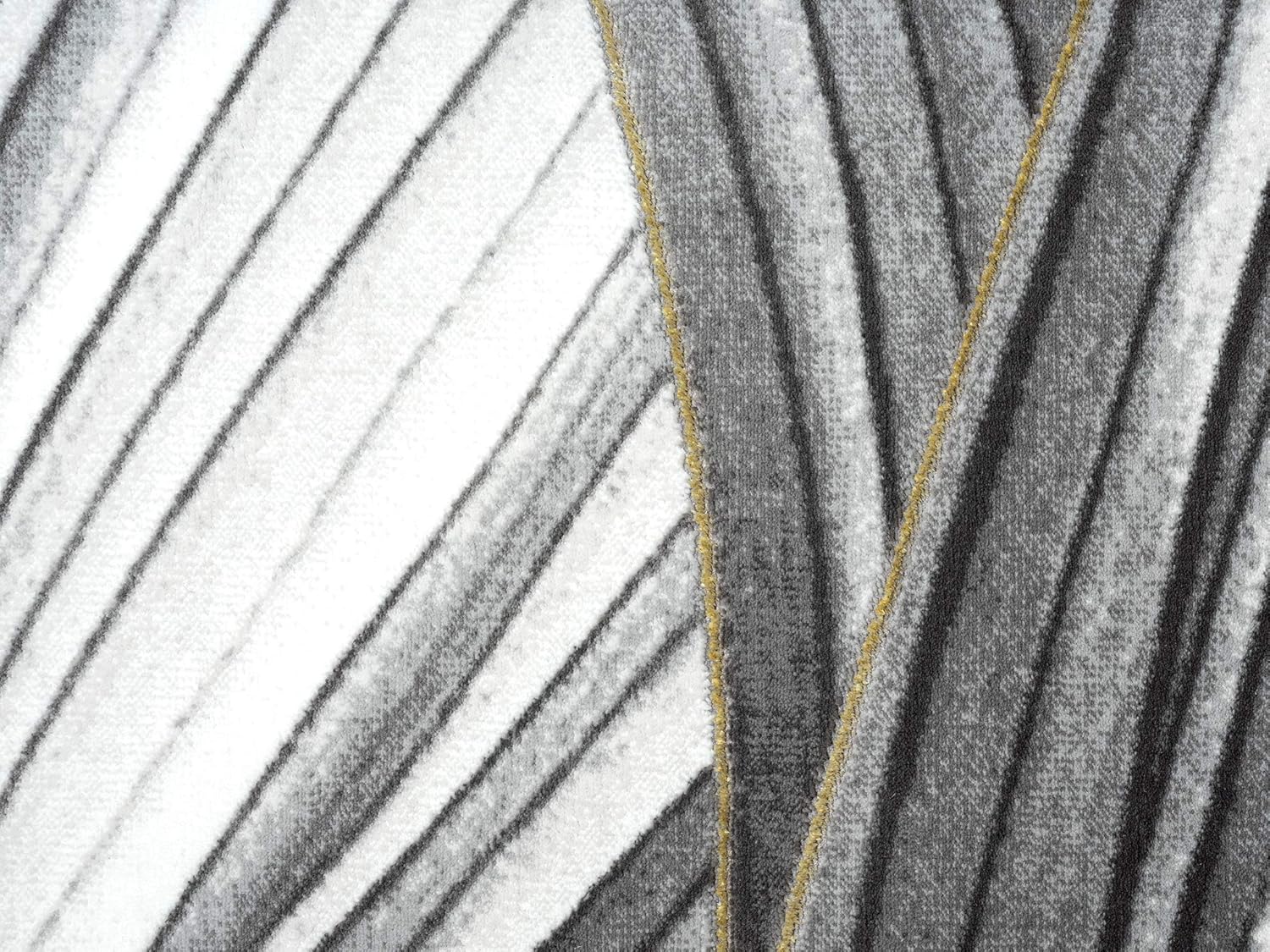 Abani Alfombra de área de líneas onduladas gris y dorado, diseño contemporáneo de ondas, moderno, abstracto, debajo de la mesa, 5 pies 3 pulgadas x