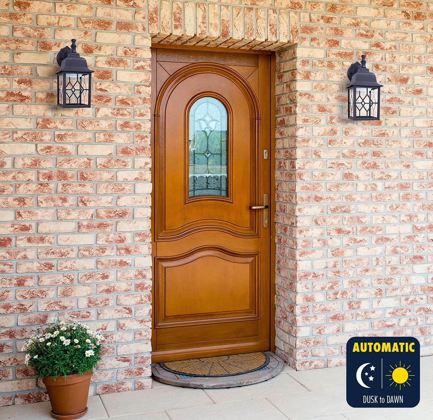 CORAMDEO Lámpara de pared cuadrada LED para exteriores, del atardecer al amanecer, para porche, patio, terraza, 100 W de luz de 11 W de potencia,