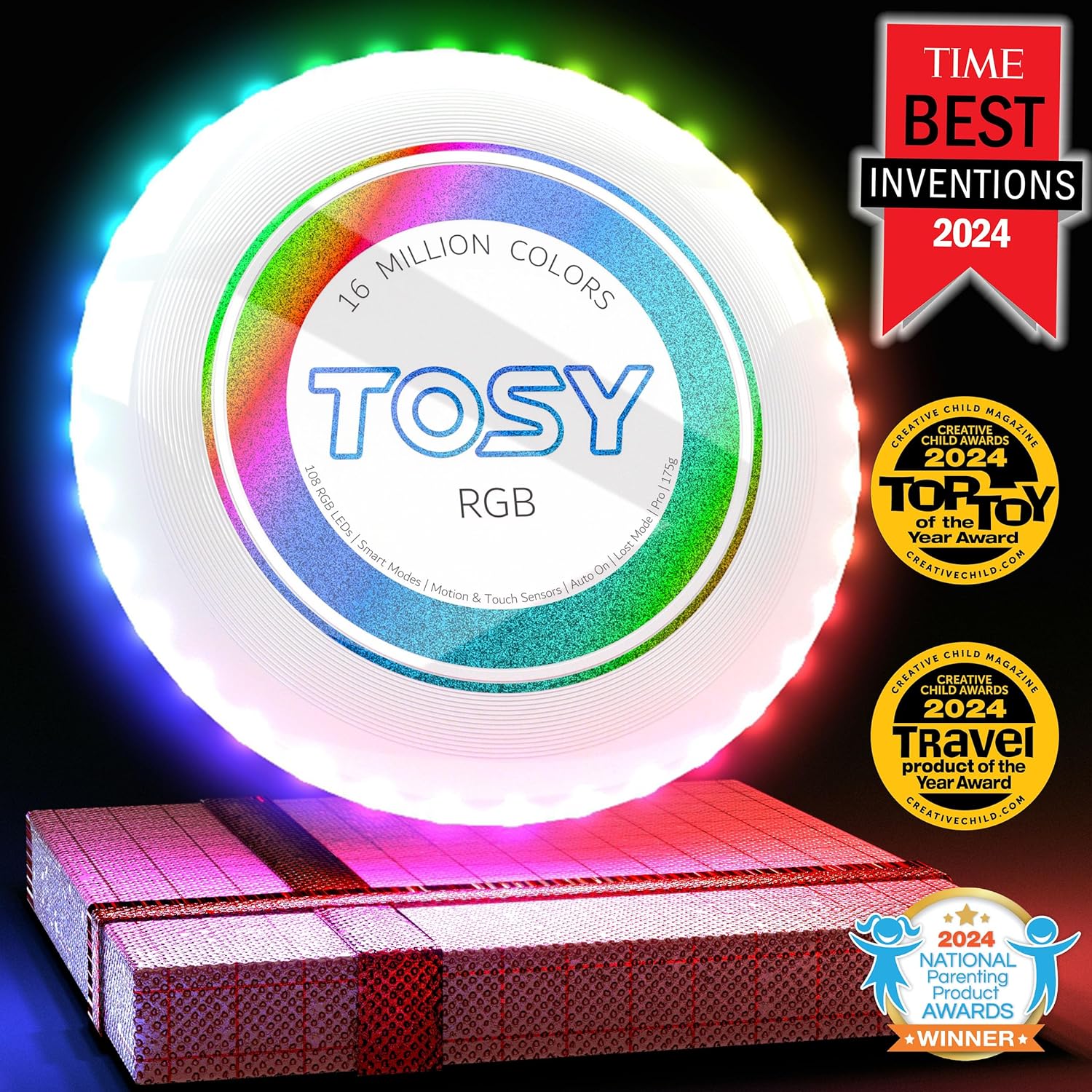 TOSY Flying Disc – 16 Million Colors RGB or 36 LEDs, Extremely Bright, Smart Modes, Easter Basket Stuffers Essentials for