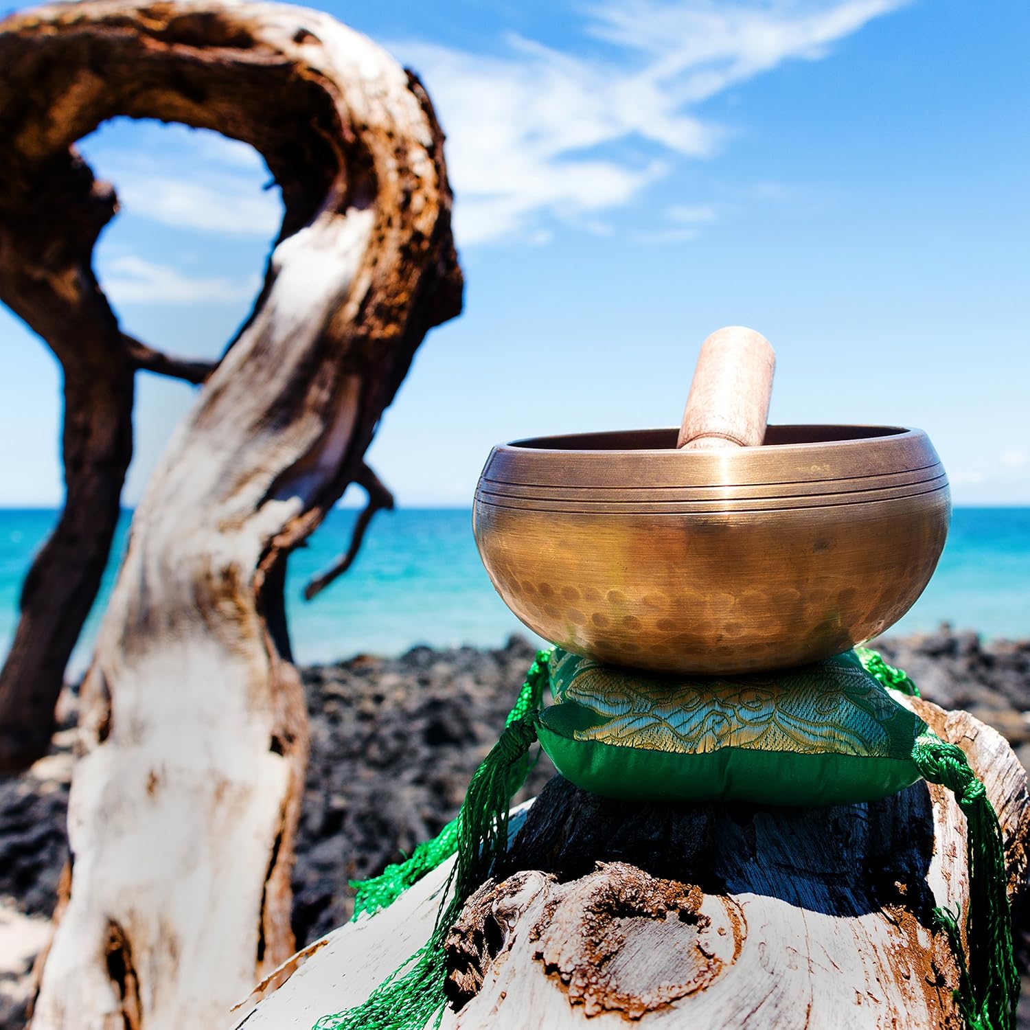 YAK THERAPY – Juego de cuencos tibetanos de meditación hechos a mano, curación de chakras, paz y atención plena con mazo, cojín de seda y bolsa,
